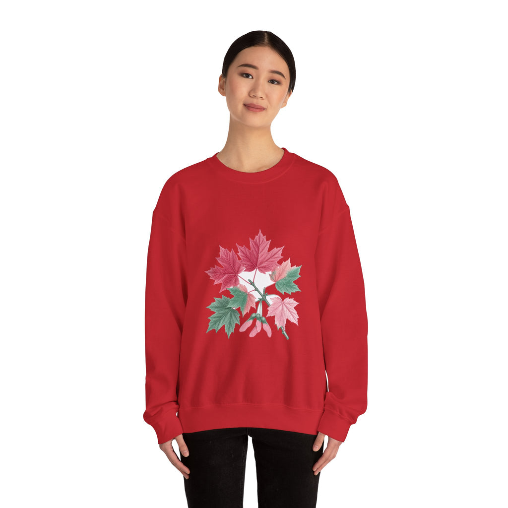 Matching Couple Sweatshirt - Cherry Blossom & Maple Leaf Matching Couple Premium Fleece Sweatshirt Vintage Art His Hers Honeymoon Gift - Design B