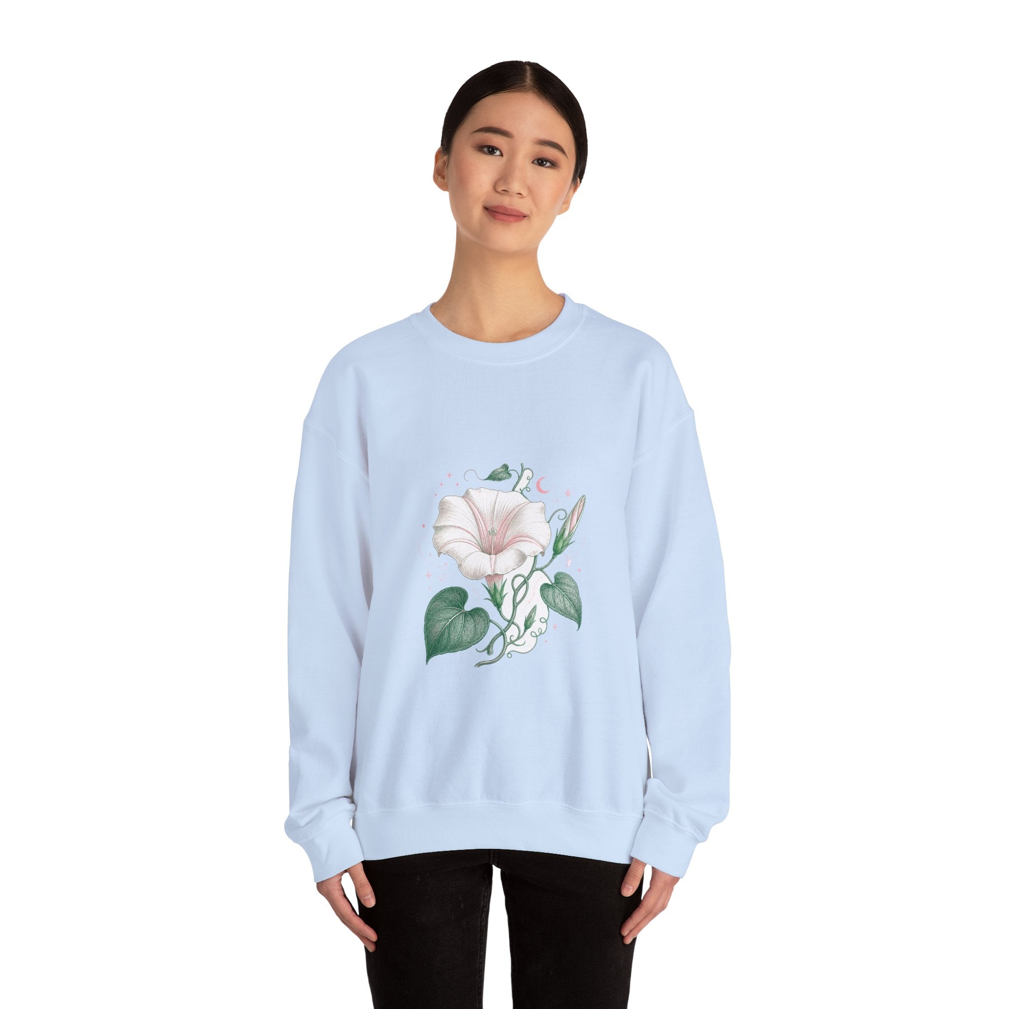 Matching Couple Sweatshirt - Sunflower & Moonflower Matching Couple Crewneck Sweatshirt Vintage Art His Hers Wedding Gift - Design B