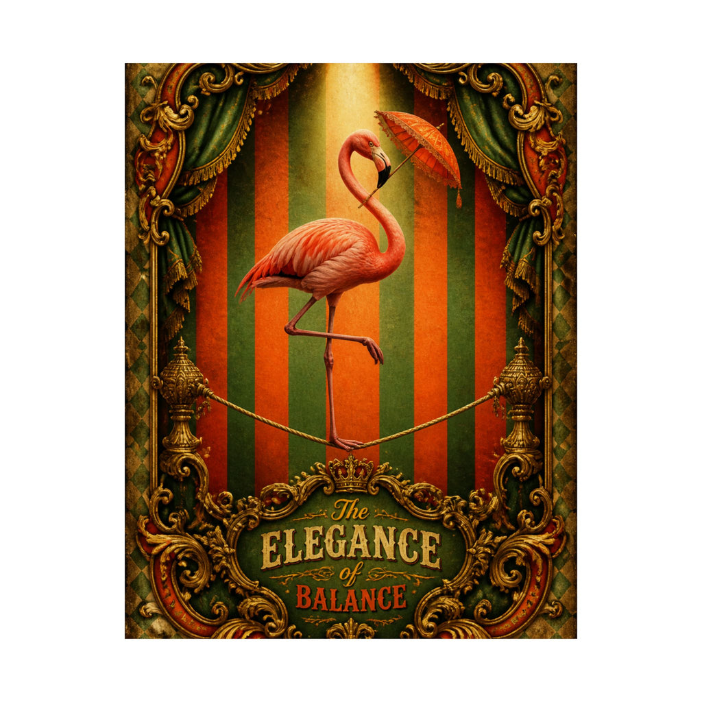 Flamingo Tightrope Wall Art Poster 18×24 Baroque Home Office Decor Maximalist Print