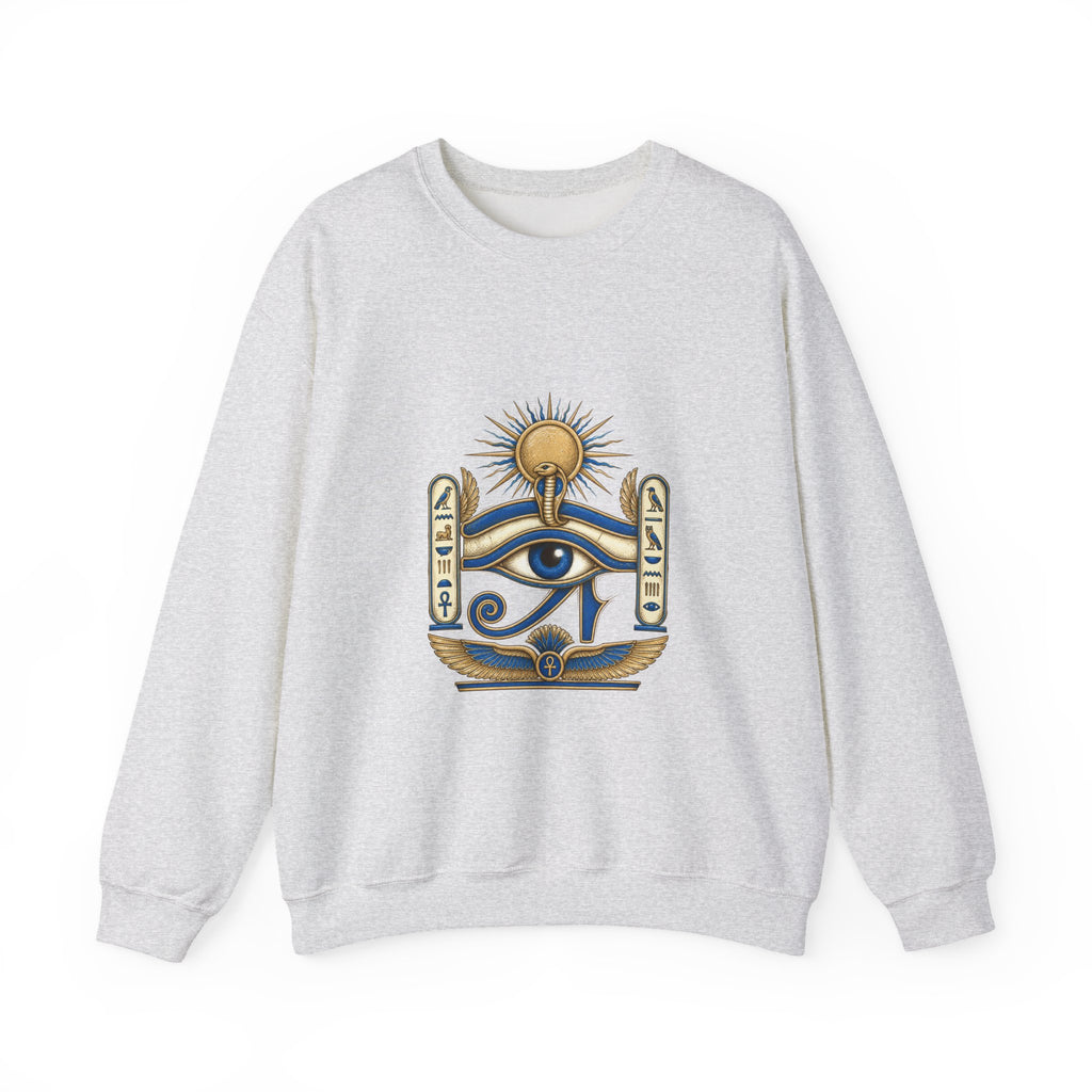 Matching Couple Sweatshirt - Eye of Ra & Horus Matching Couple Comfort Colors Crew Hand-Drawn Art His Hers Anniversary Gift - Design A