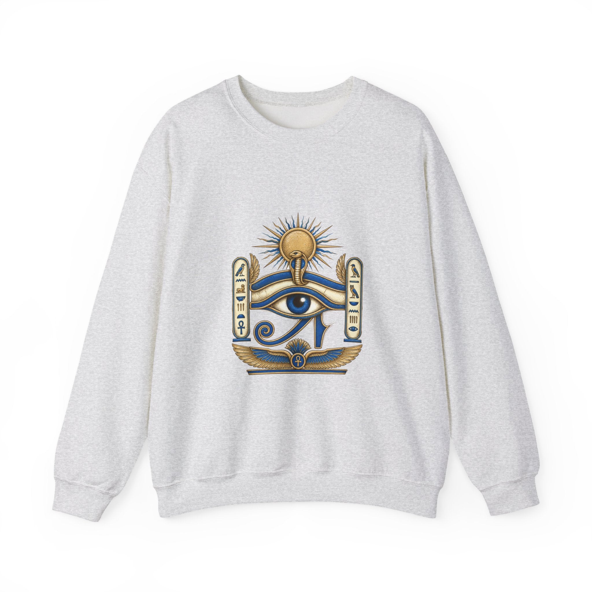 Matching Couple Sweatshirt - Eye of Ra & Horus Matching Couple Comfort Colors Crew Hand-Drawn Art His Hers Anniversary Gift - Design A