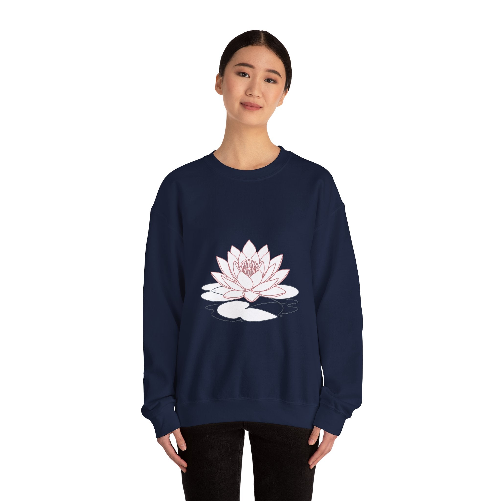 Matching Couple Sweatshirt - Open & Closed Lotus Matching Couple Crewneck Sweatshirt Minimalist Art His Hers Valentine Gift - Design A