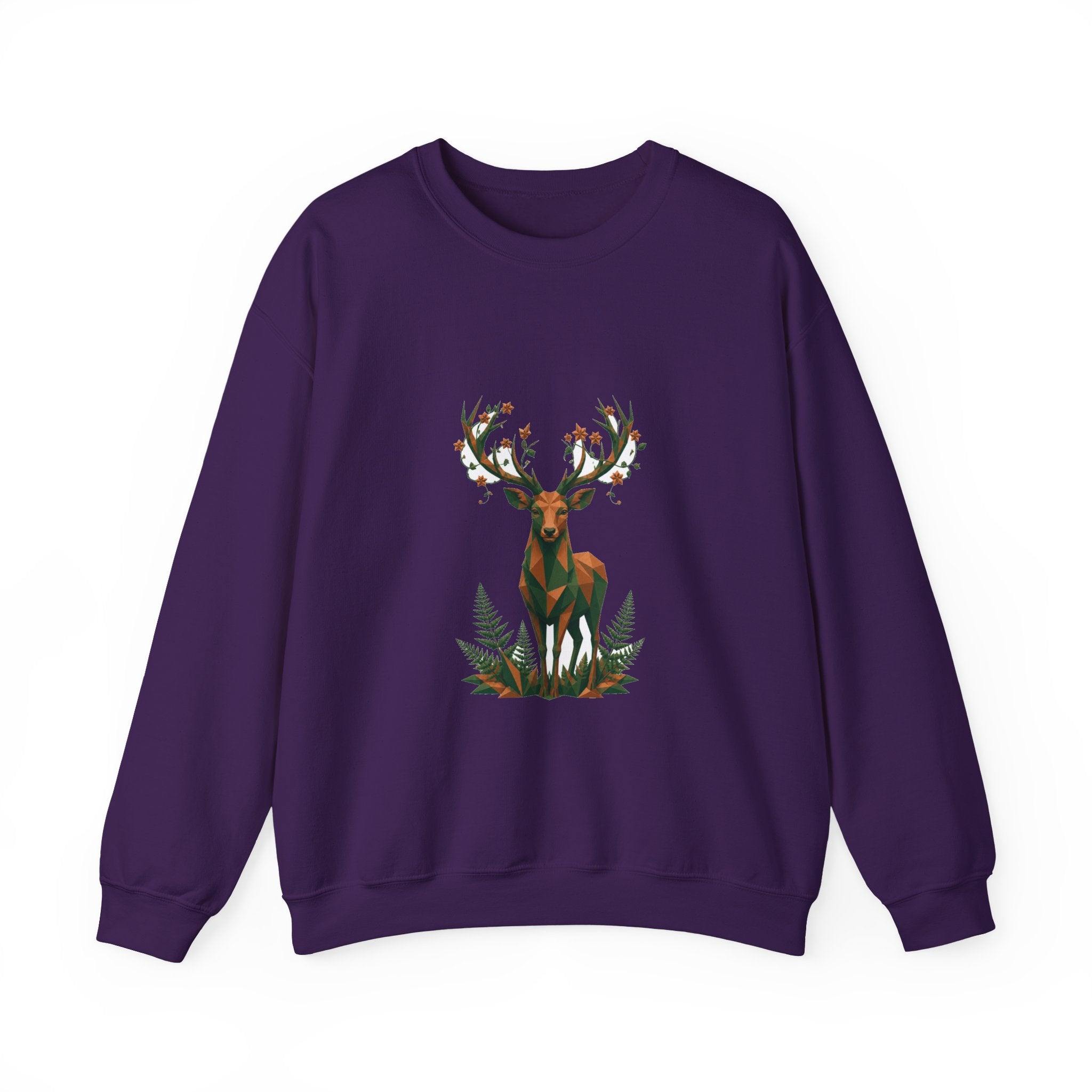 Matching Couple Sweatshirt - Bear & Deer Matching Couple Crewneck Sweatshirt Geometric Art His Hers Couple Gift - Design B
