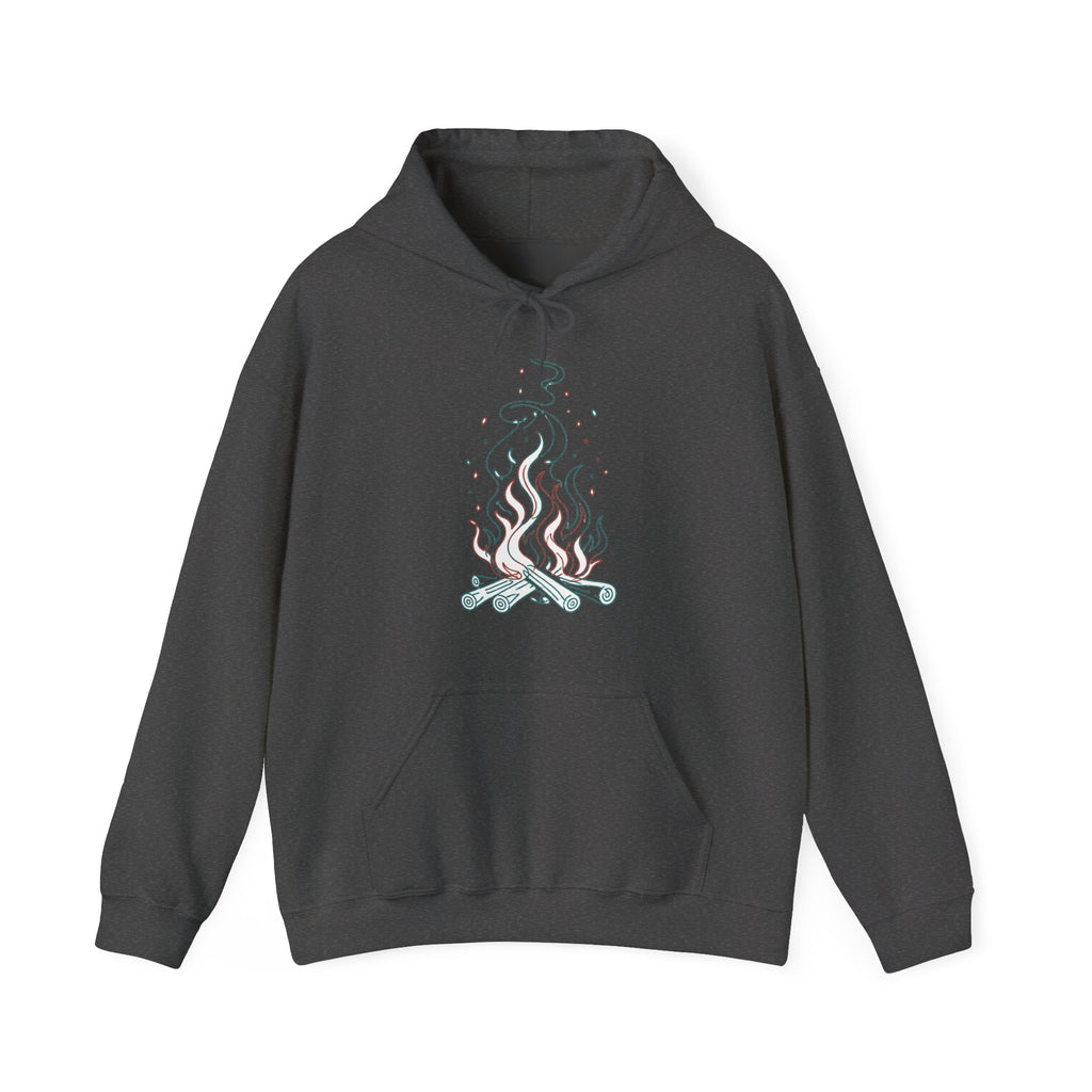 Matching Couple Sweatshirt - Wildfire & Waterfall Matching Couple Hooded Sweatshirt Minimalist Art His Hers Valentine Gift - Design A