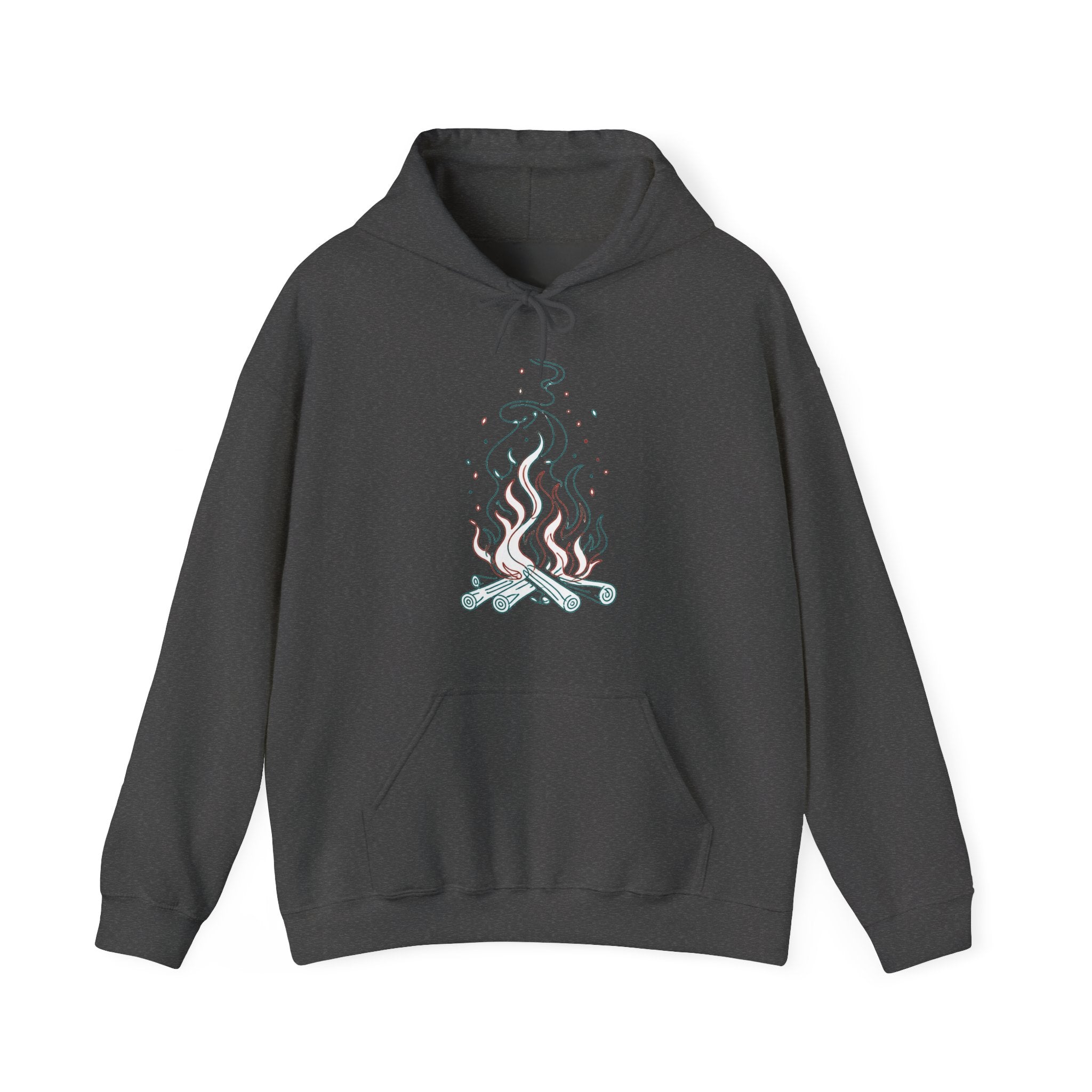Matching Couple Sweatshirt - Wildfire & Waterfall Matching Couple Hooded Sweatshirt Minimalist Art His Hers Valentine Gift - Design A