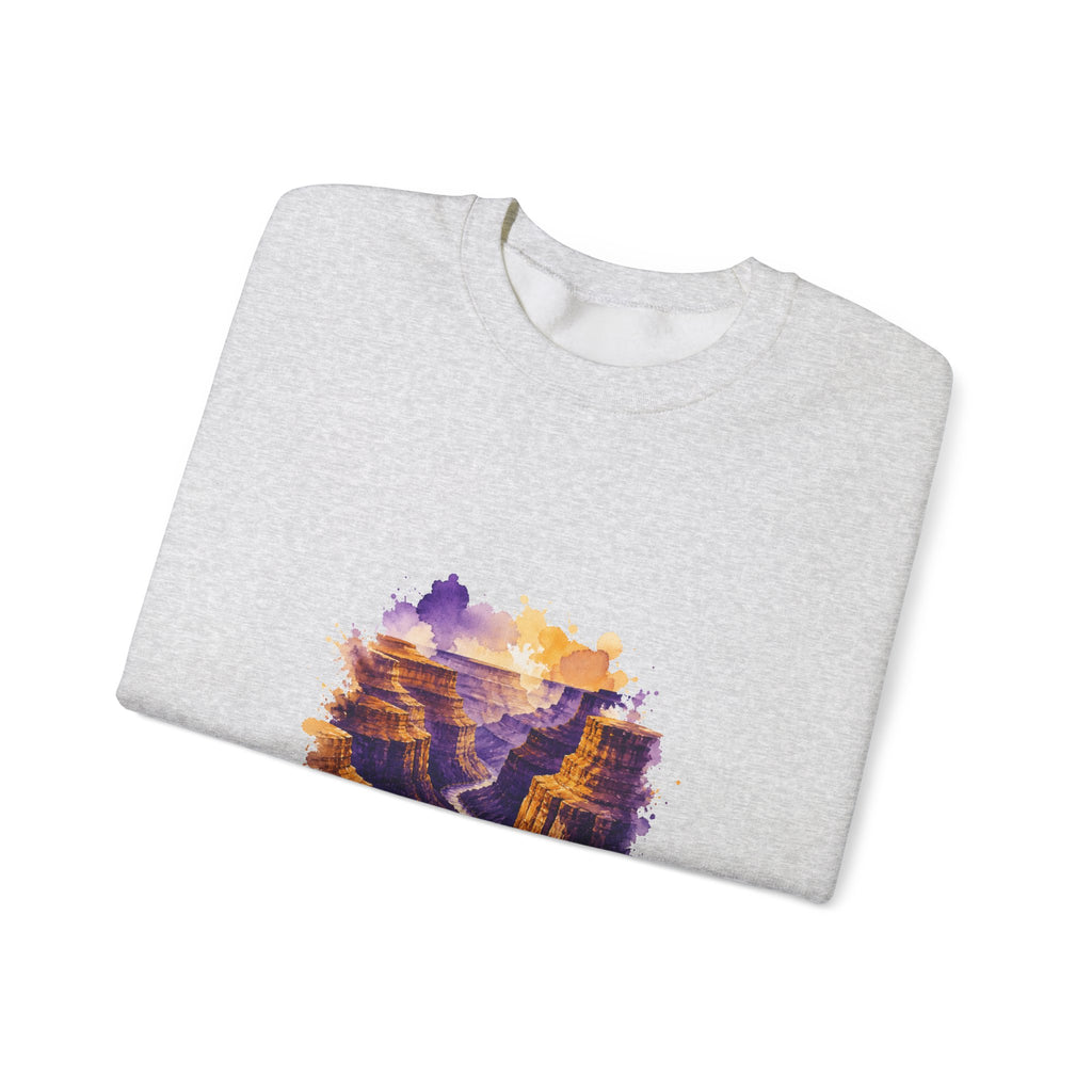 Matching Couple Sweatshirt - Lavender Fields & Canyon Matching Couple Premium Fleece Sweatshirt Watercolor Art His Hers Birthday Gift - Design B