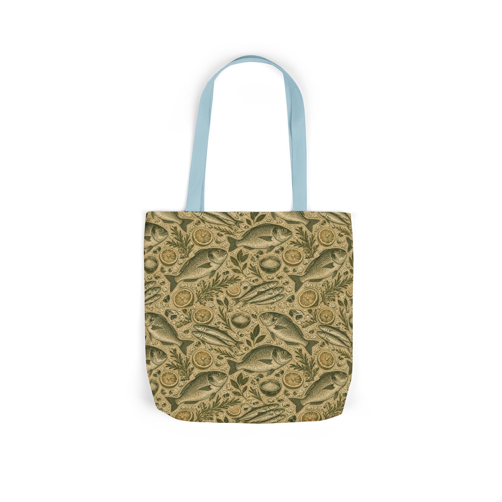 Mediterranean Fish Canvas Tote Bag Mediterranean Kitchen Linocut Design Italian Cottagecore Gift