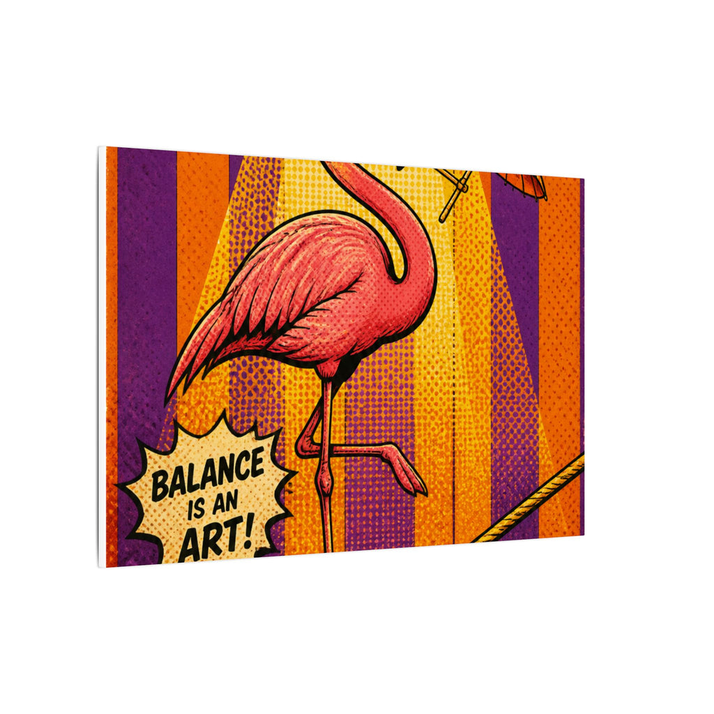 Flamingo Tightrope Wall Art Canvas 24×36 Pop Art Restaurant Decor Maximalist Print