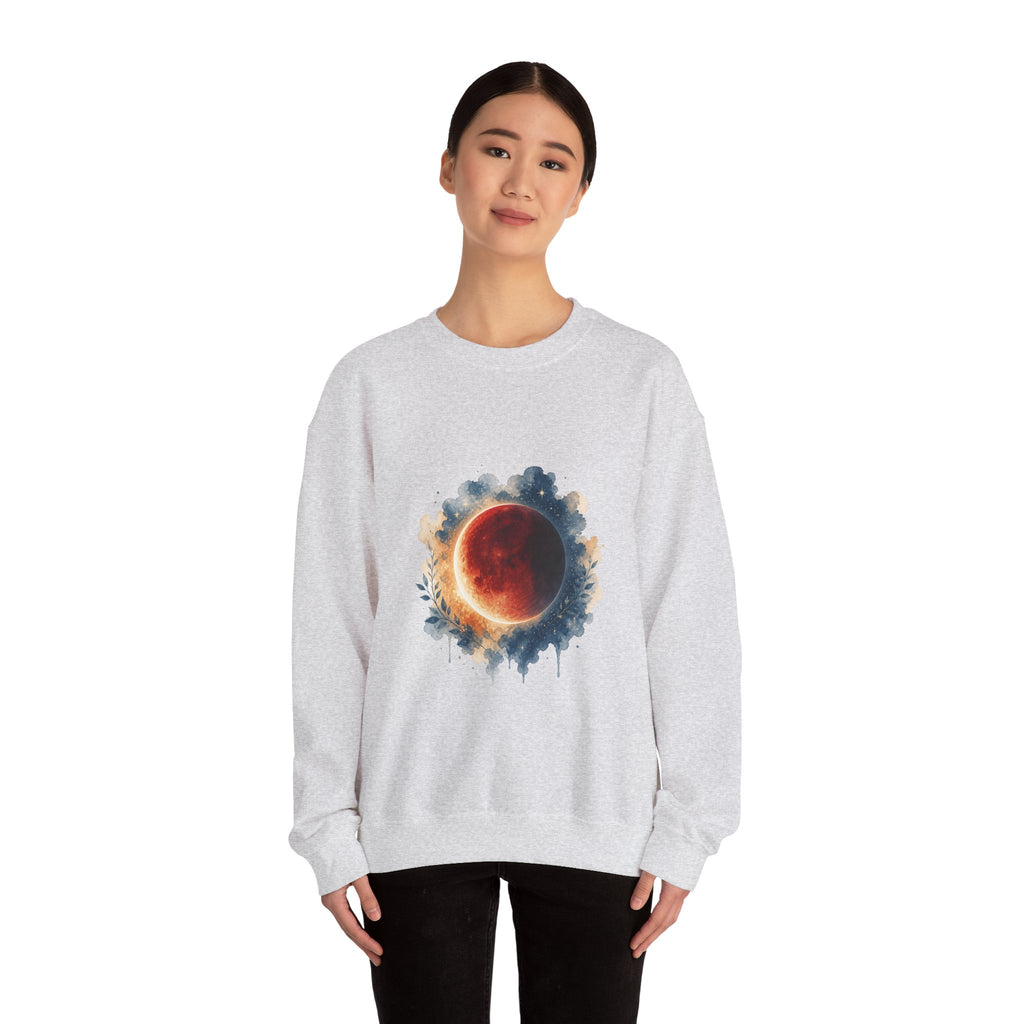 Matching Couple Sweatshirt - Solar & Lunar Eclipse Matching Couple Comfort Colors Crew Watercolor Art His Hers Birthday Gift - Design B