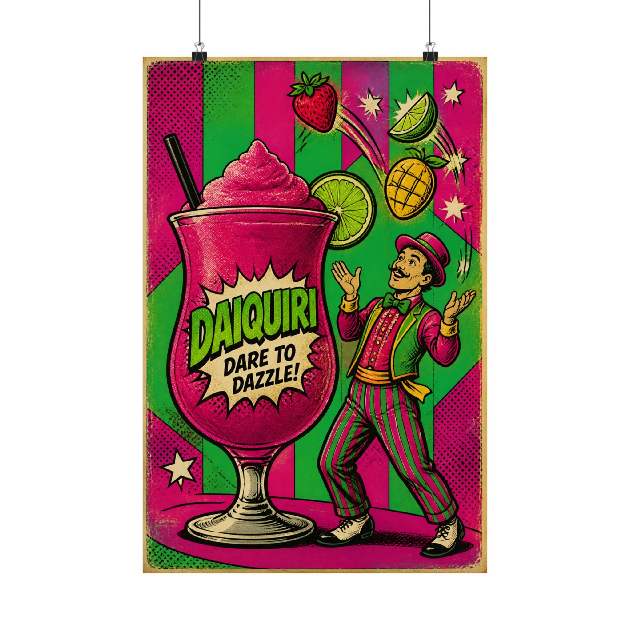 Daiquiri Fruit Juggler Wall Art Poster 24×36 Pop Art Restaurant Decor Maximalist Print