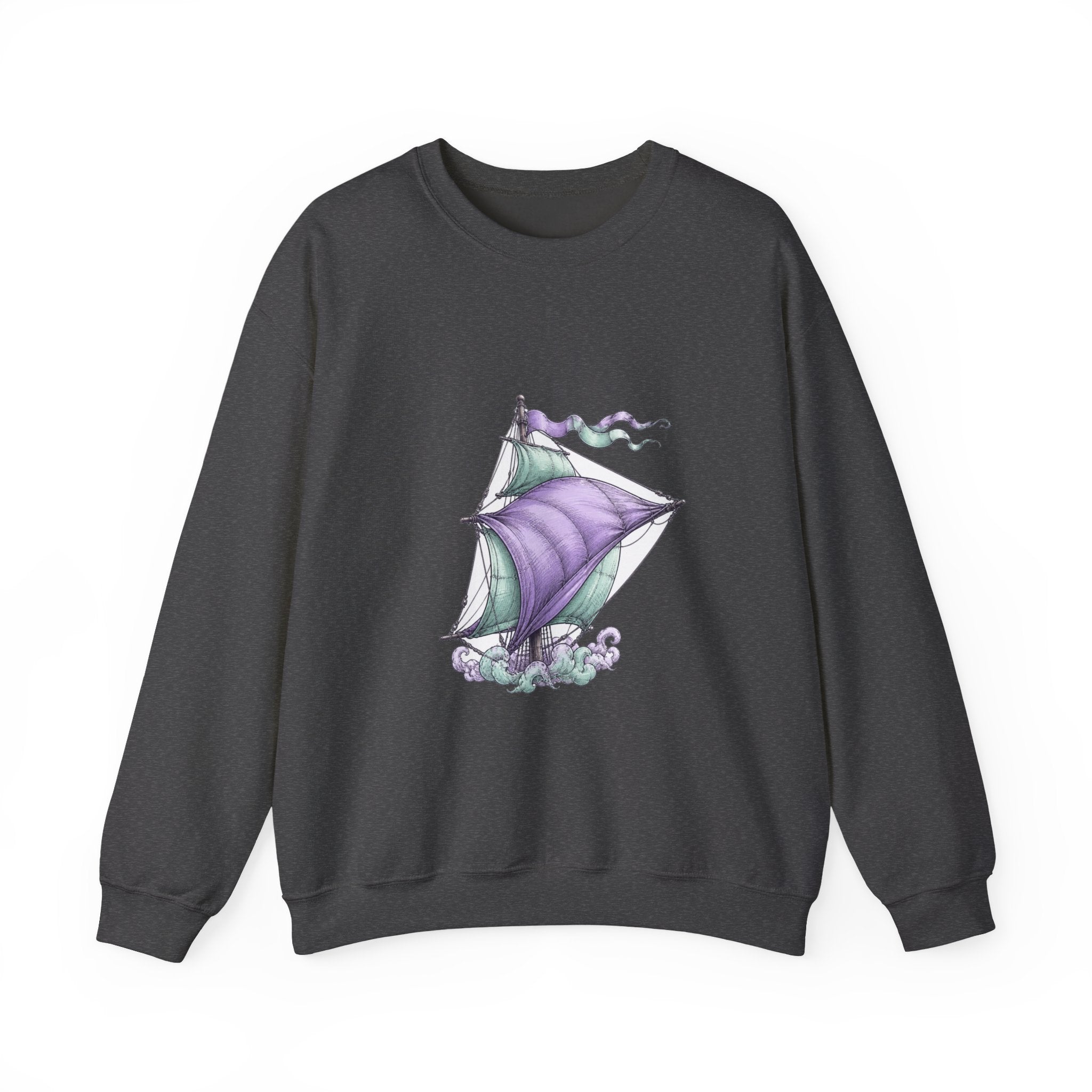 Matching Couple Sweatshirt - Anchor & Sail Matching Couple Premium Fleece Sweatshirt Hand-Drawn Art His Hers Anniversary Gift - Design B