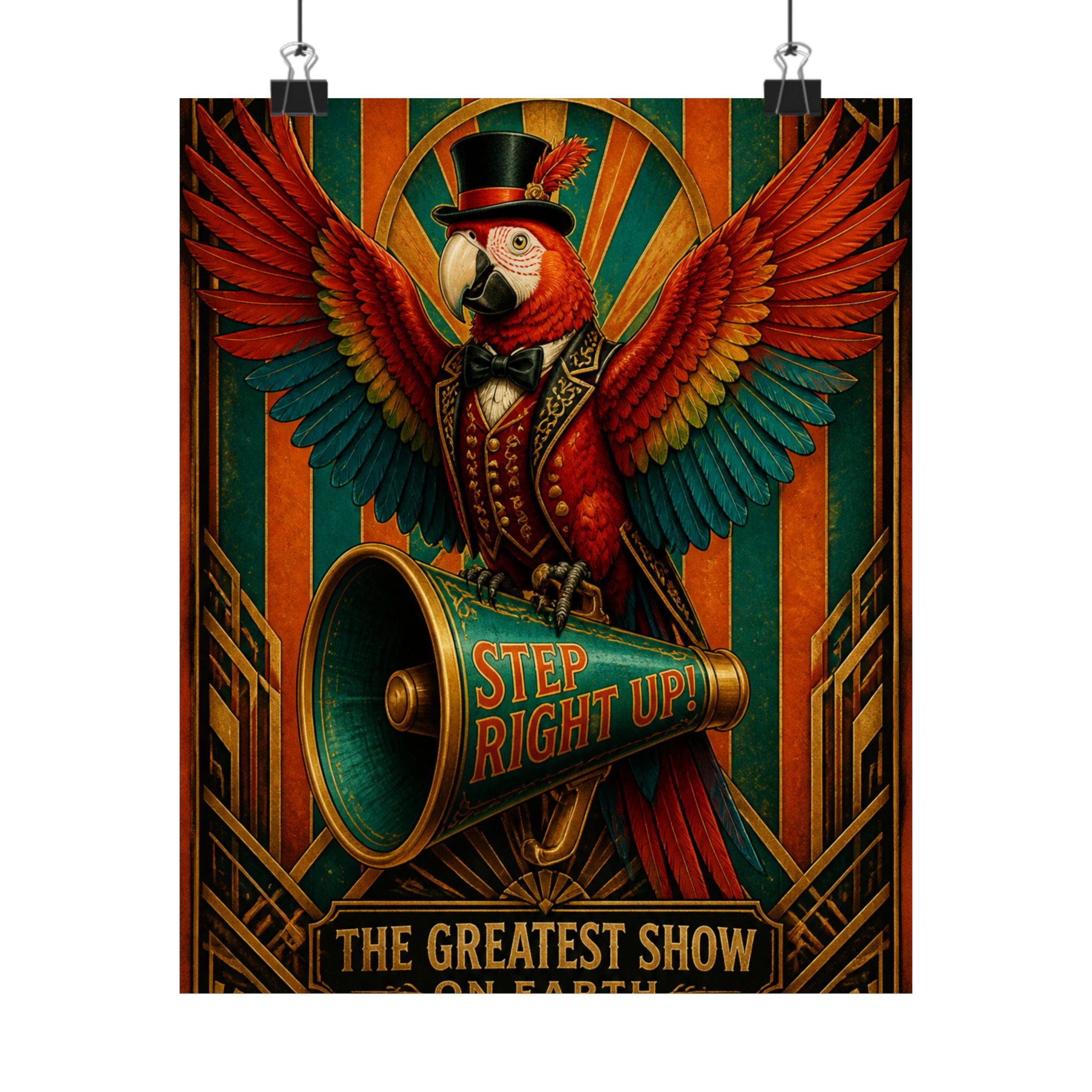 Parrot Ringmaster Wall Art Poster 18×24 Art Deco Entryway Decor Maximalist Print