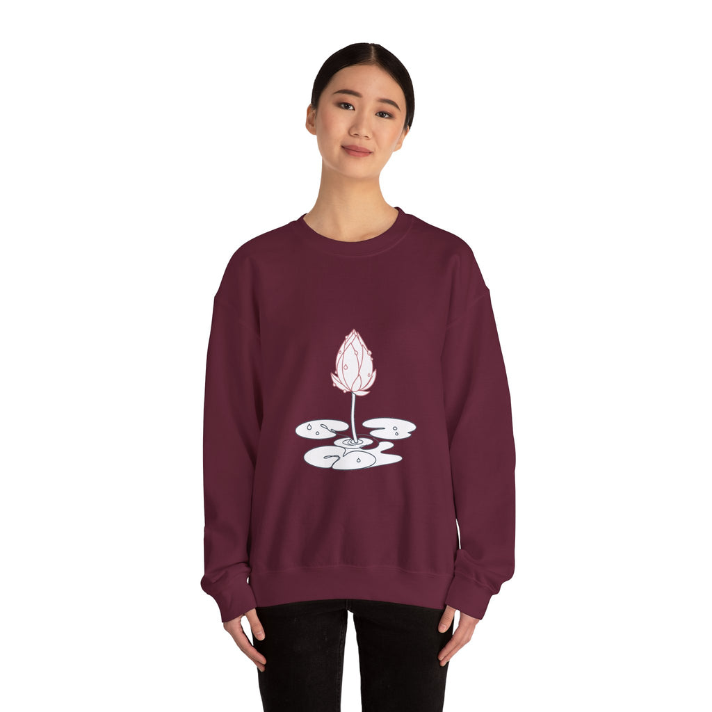 Matching Couple Sweatshirt - Open & Closed Lotus Matching Couple Crewneck Sweatshirt Minimalist Art His Hers Valentine Gift - Design B