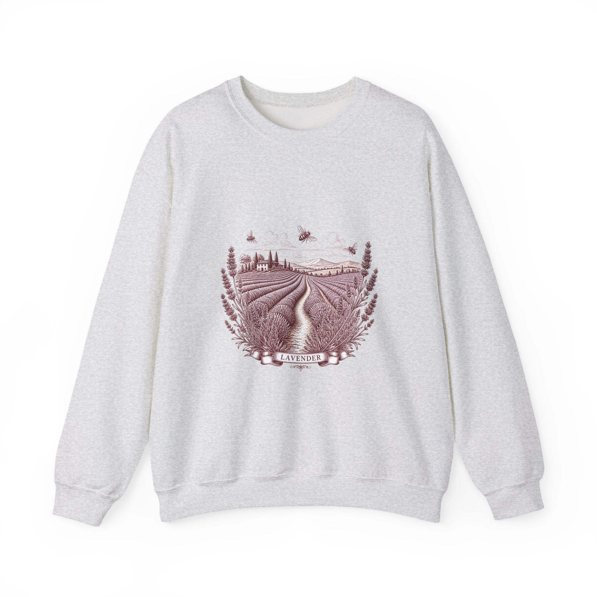 Matching Couple Sweatshirt - Lavender Fields & Canyon Matching Couple Crewneck Sweatshirt Vintage Art His Hers Wedding Gift - Design A