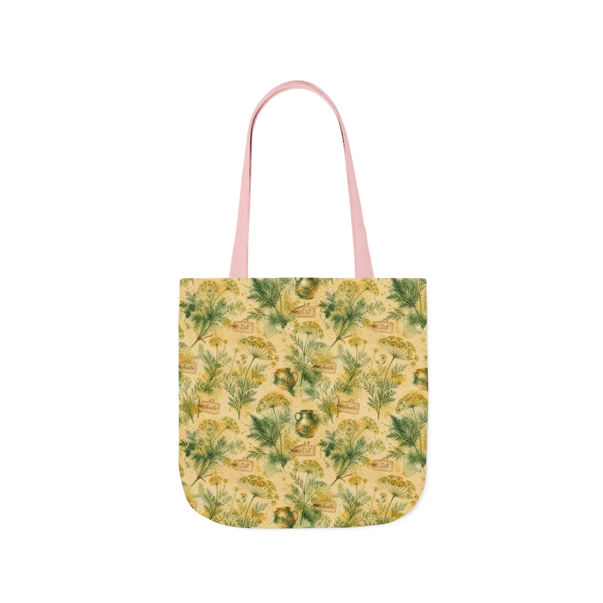 Dill Fronds Canvas Tote Bag Mediterranean Kitchen Watercolor Splash Design Italian Cottagecore Gift