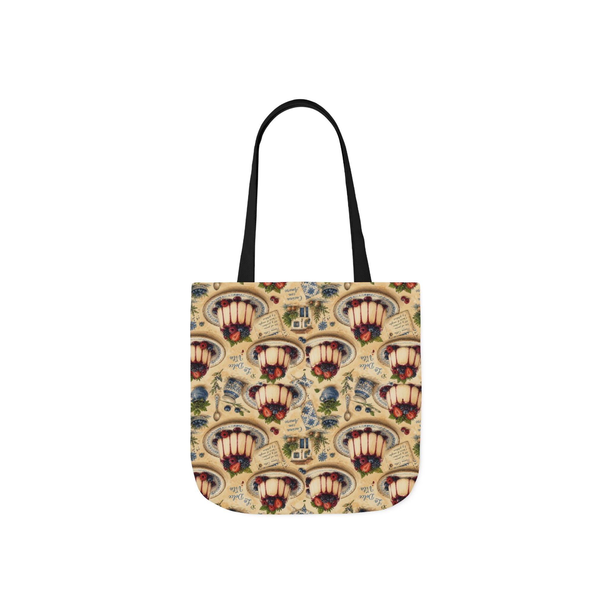 Panna Cotta Canvas Tote Bag Mediterranean Kitchen Watercolor Design Italian Cottagecore Gift