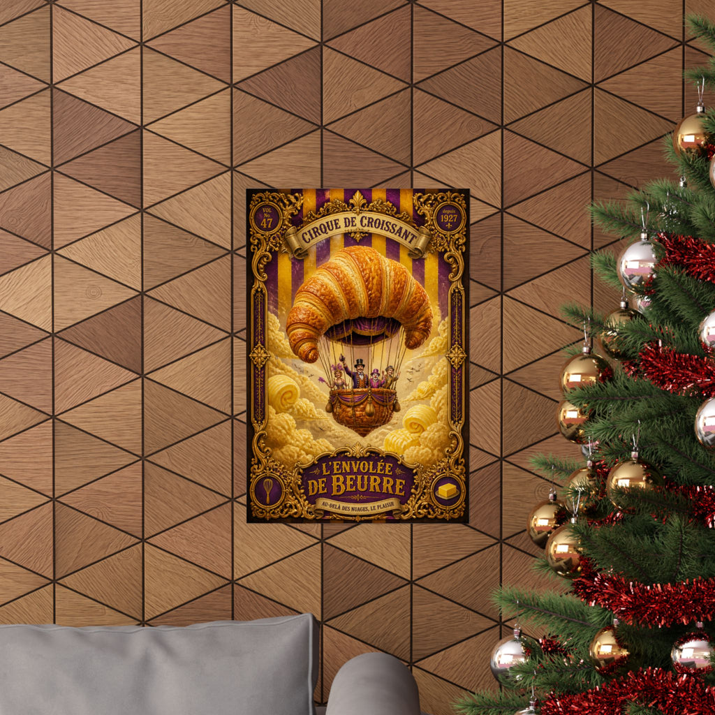 Croissant Hot Air Balloon Wall Art Poster 18×24 Baroque Home Office Decor Maximalist Print