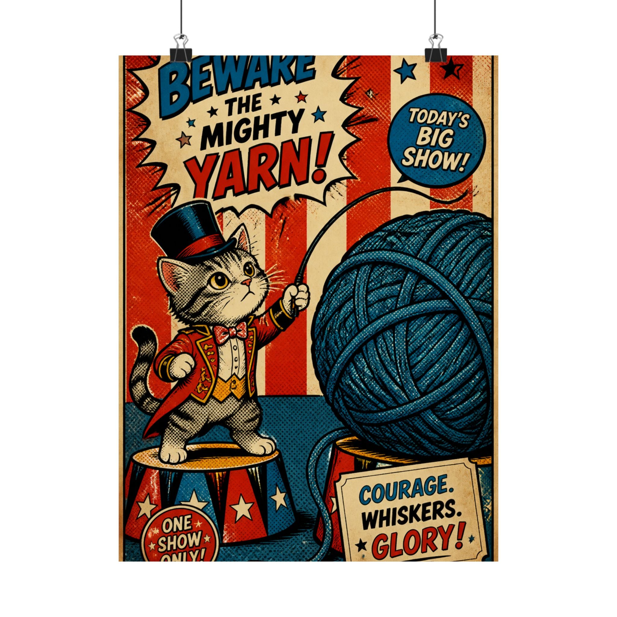Cat Lion Tamer Wall Art Poster 24×36 Pop Art Restaurant Decor Maximalist Print