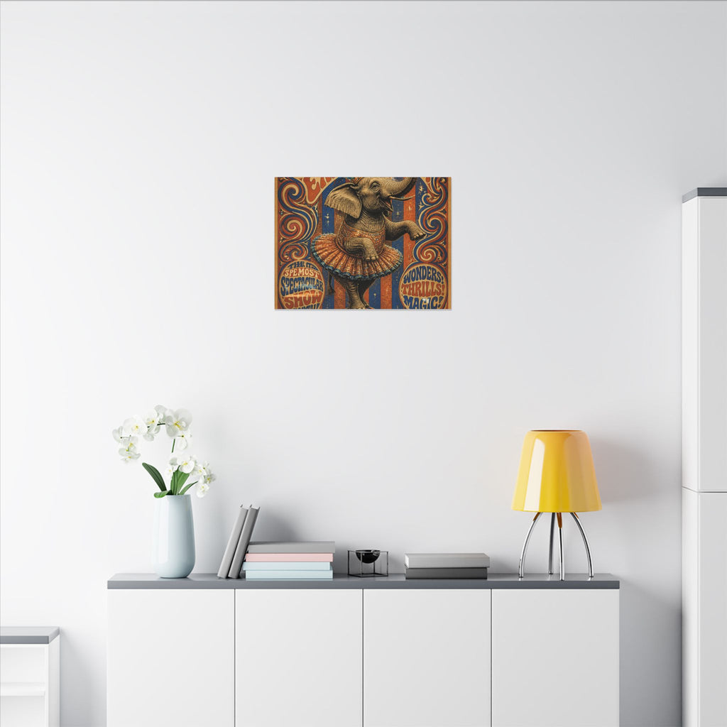Elephant on Ball Wall Art Canvas 16×20 Psychedelic Cafe Decor Maximalist Print