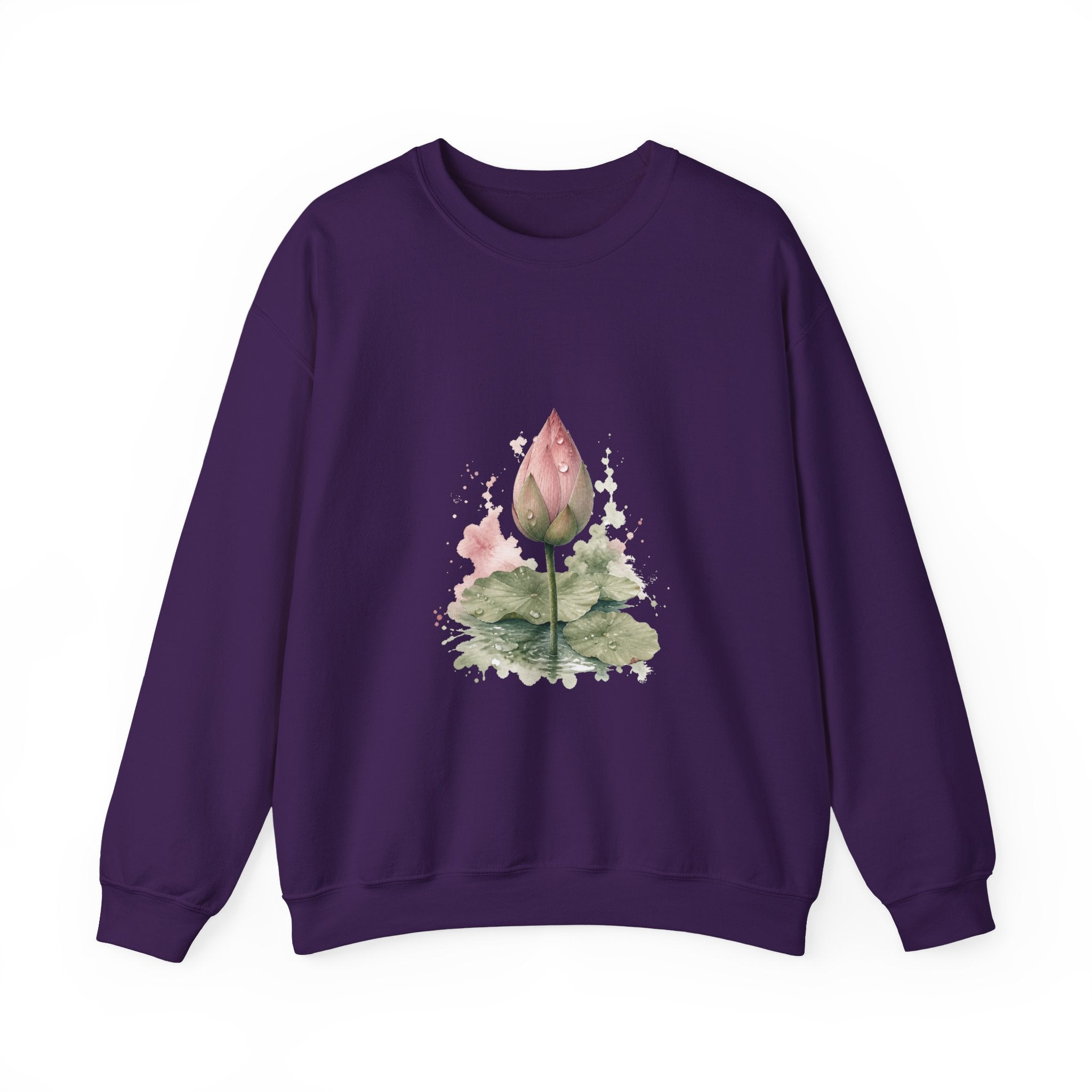 Matching Couple Sweatshirt - Open & Closed Lotus Matching Couple Premium Fleece Sweatshirt Watercolor Art His Hers Birthday Gift - Design B