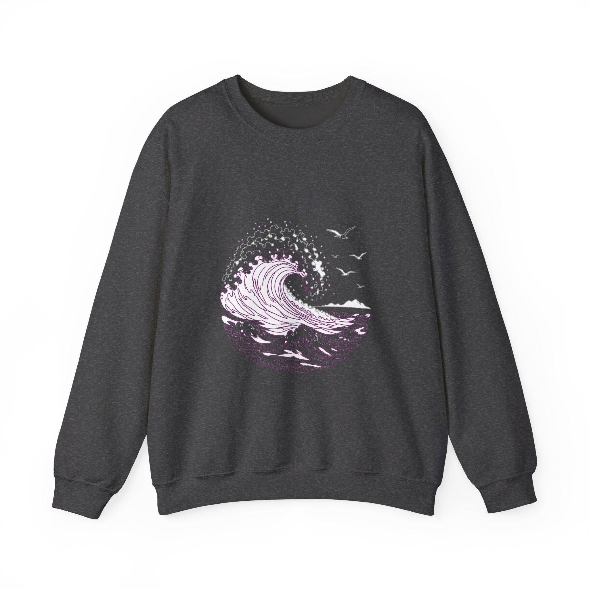 Matching Couple Sweatshirt - Mountain & Ocean Matching Couple Crewneck Sweatshirt Minimalist Art His Hers Valentine Gift - Design B