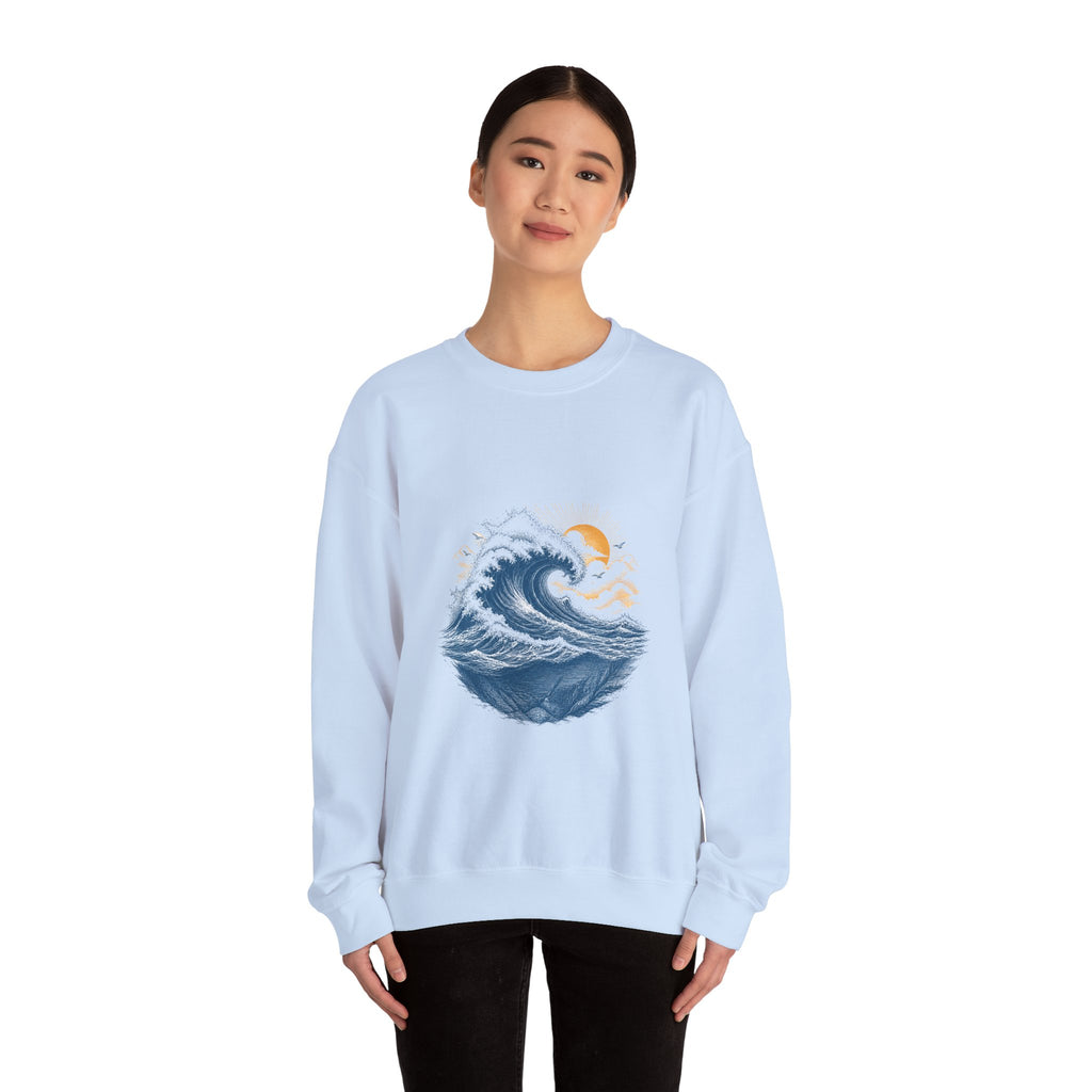 Matching Couple Sweatshirt - Mountain & Ocean Matching Couple Premium Fleece Sweatshirt Vintage Art His Hers Honeymoon Gift - Design B
