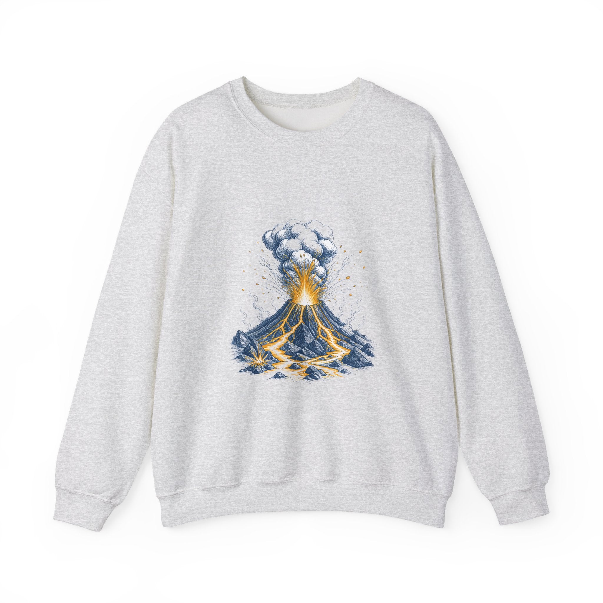 Matching Couple Sweatshirt - Volcano & Glacier Matching Couple Crewneck Sweatshirt Hand-Drawn Art His Hers Best Friend Gift - Design A