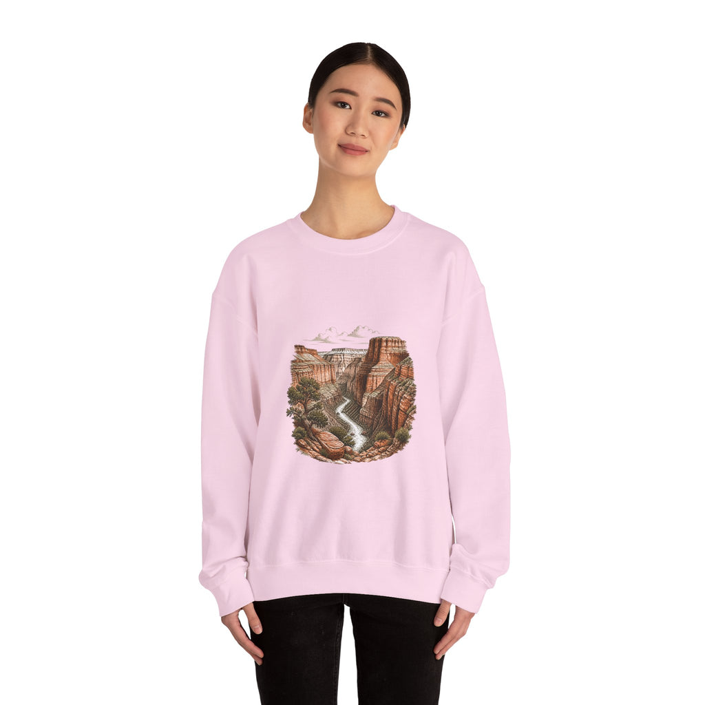 Matching Couple Sweatshirt - Lavender Fields & Canyon Matching Couple Premium Fleece Sweatshirt Hand-Drawn Art His Hers Anniversary Gift - Design B