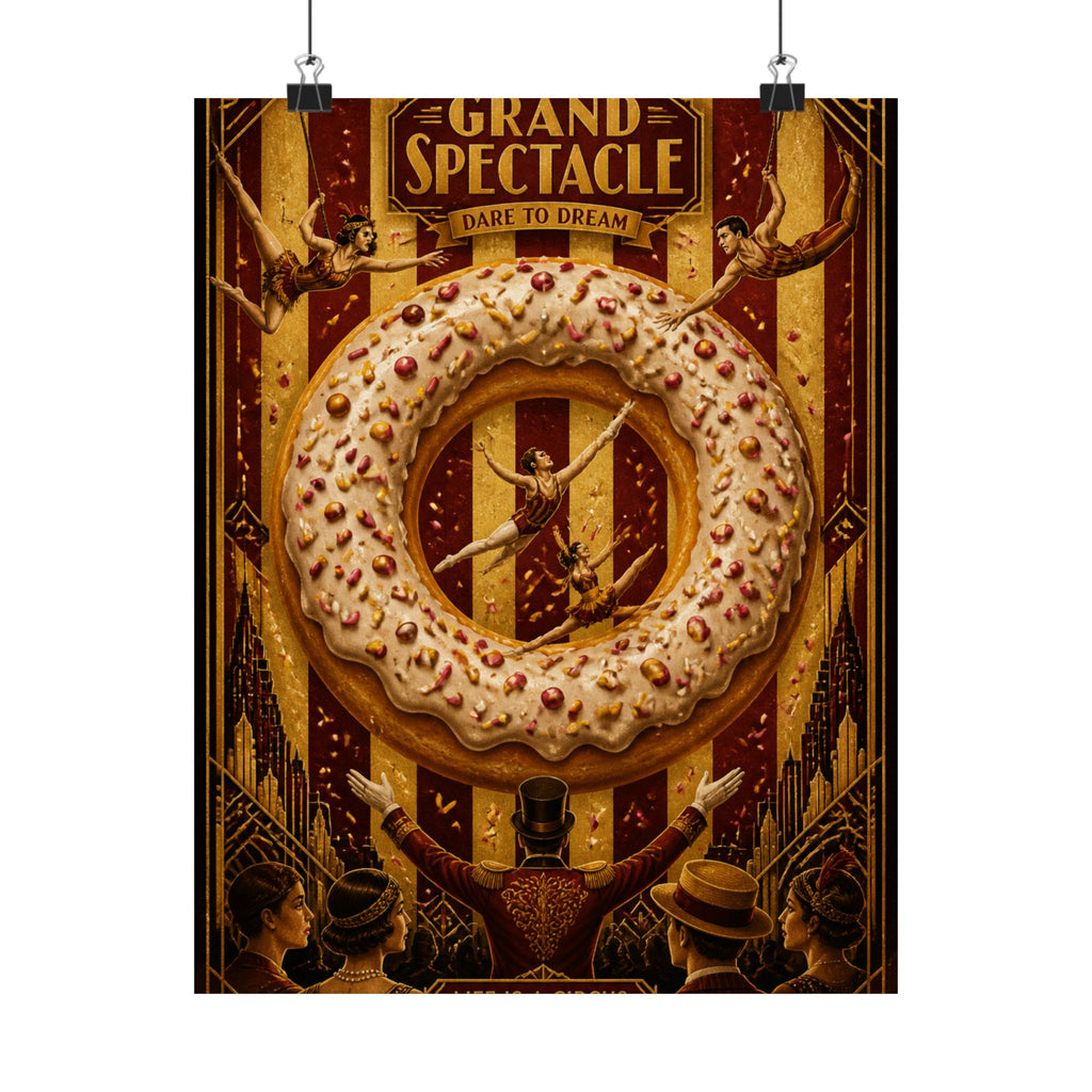 Donut Circus Ring Wall Art Poster 24×36 Art Deco Bar Area Decor Maximalist Print