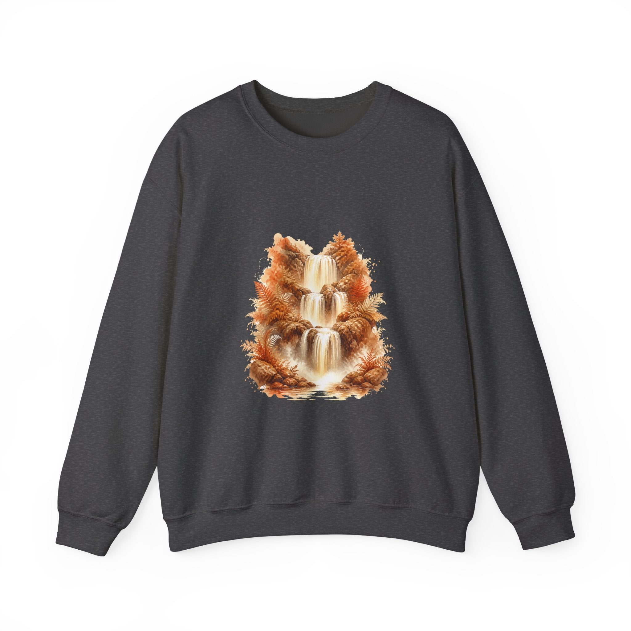 Matching Couple Sweatshirt - Wildfire & Waterfall Matching Couple Comfort Colors Crew Watercolor Art His Hers Birthday Gift - Design B