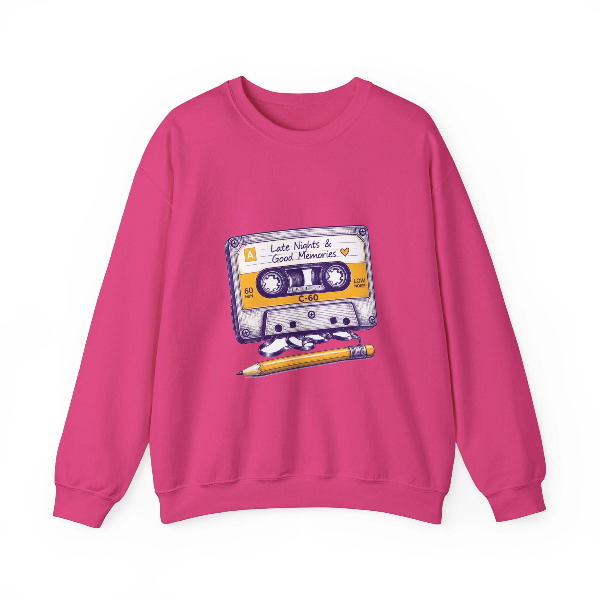 Matching Couple Sweatshirt - Vinyl & Cassette Matching Couple Premium Fleece Sweatshirt Hand-Drawn Art His Hers Anniversary Gift - Design B