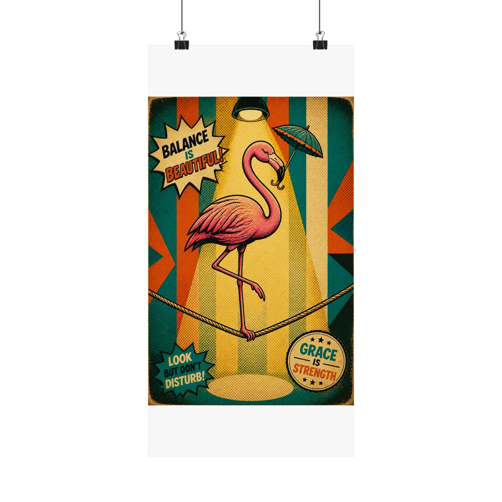 Flamingo Tightrope Wall Art Poster 18×24 Pop Art Living Room Decor Maximalist Print
