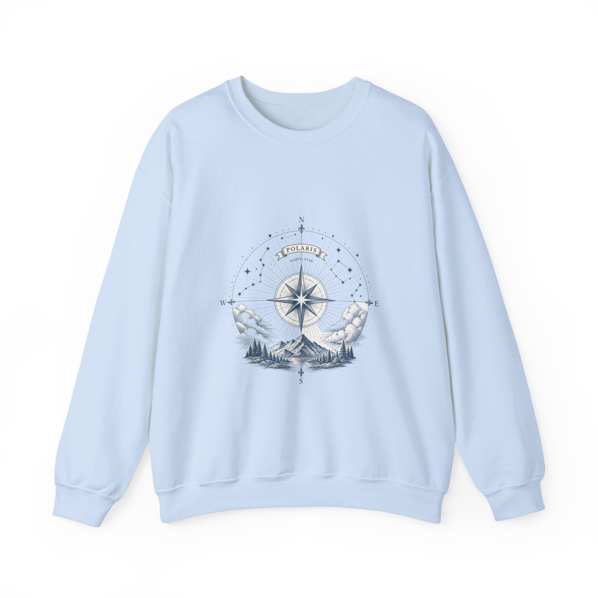 Matching Couple Sweatshirt - Shooting Star & North Star Matching Couple Crewneck Sweatshirt Vintage Art His Hers Wedding Gift - Design B