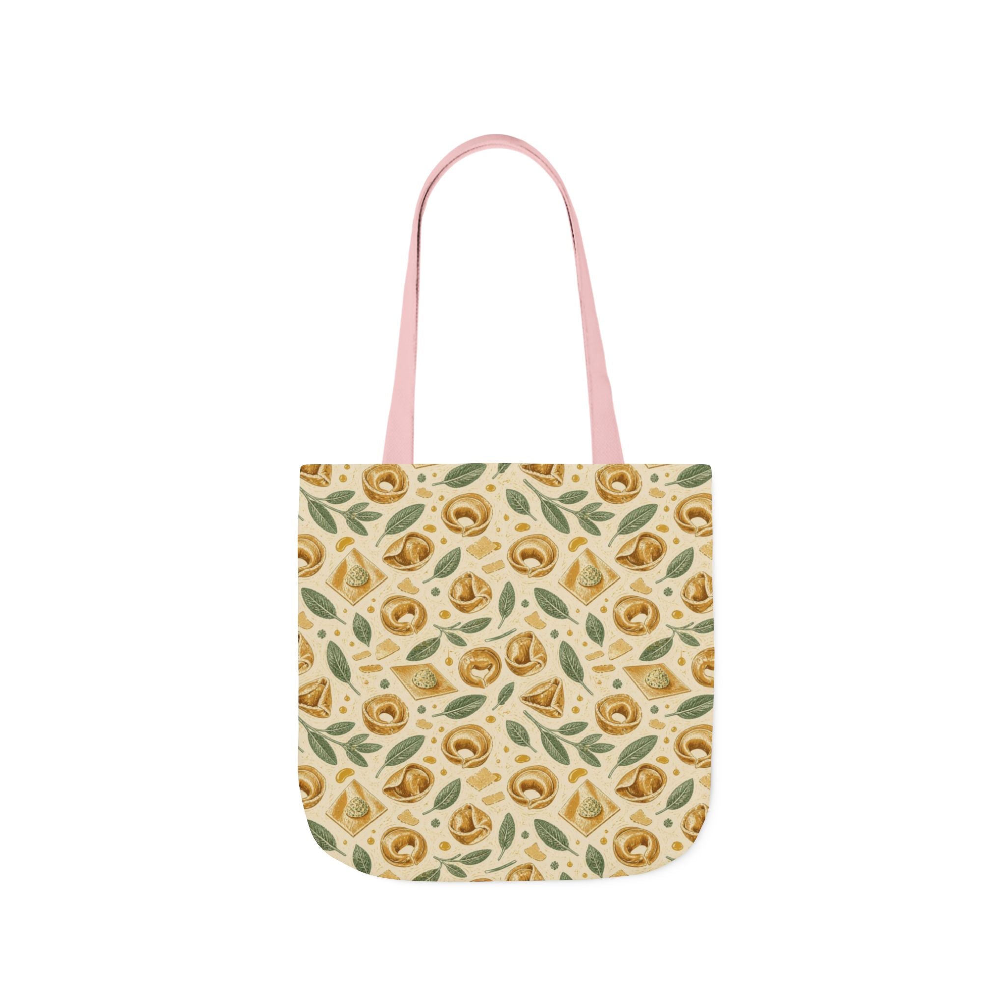 Tortellini with Sage Canvas Tote Bag Mediterranean Kitchen Linocut Design Italian Cottagecore Gift