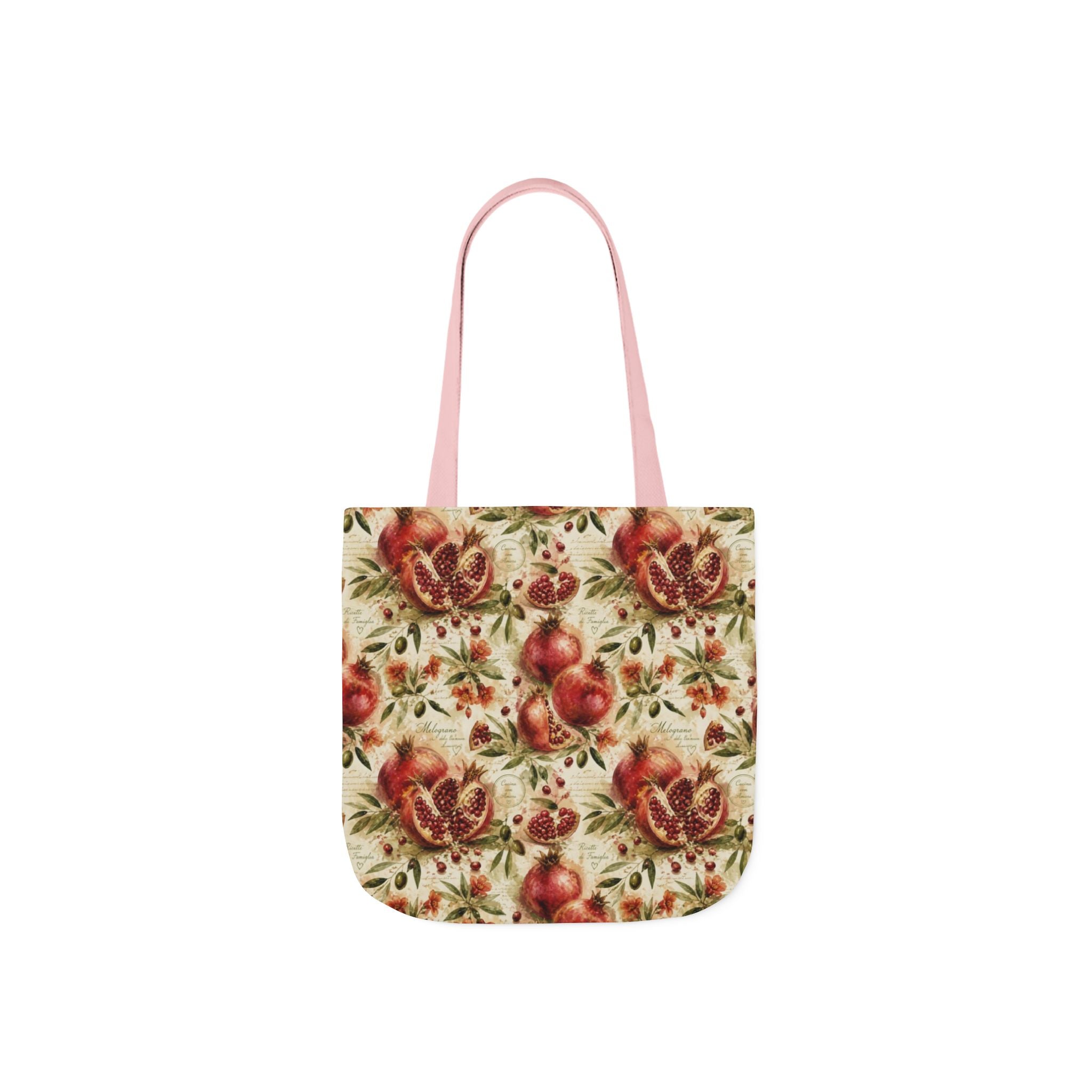 Split Pomegranates Canvas Tote Bag Mediterranean Kitchen Watercolor Splash Design Italian Cottagecore Gift