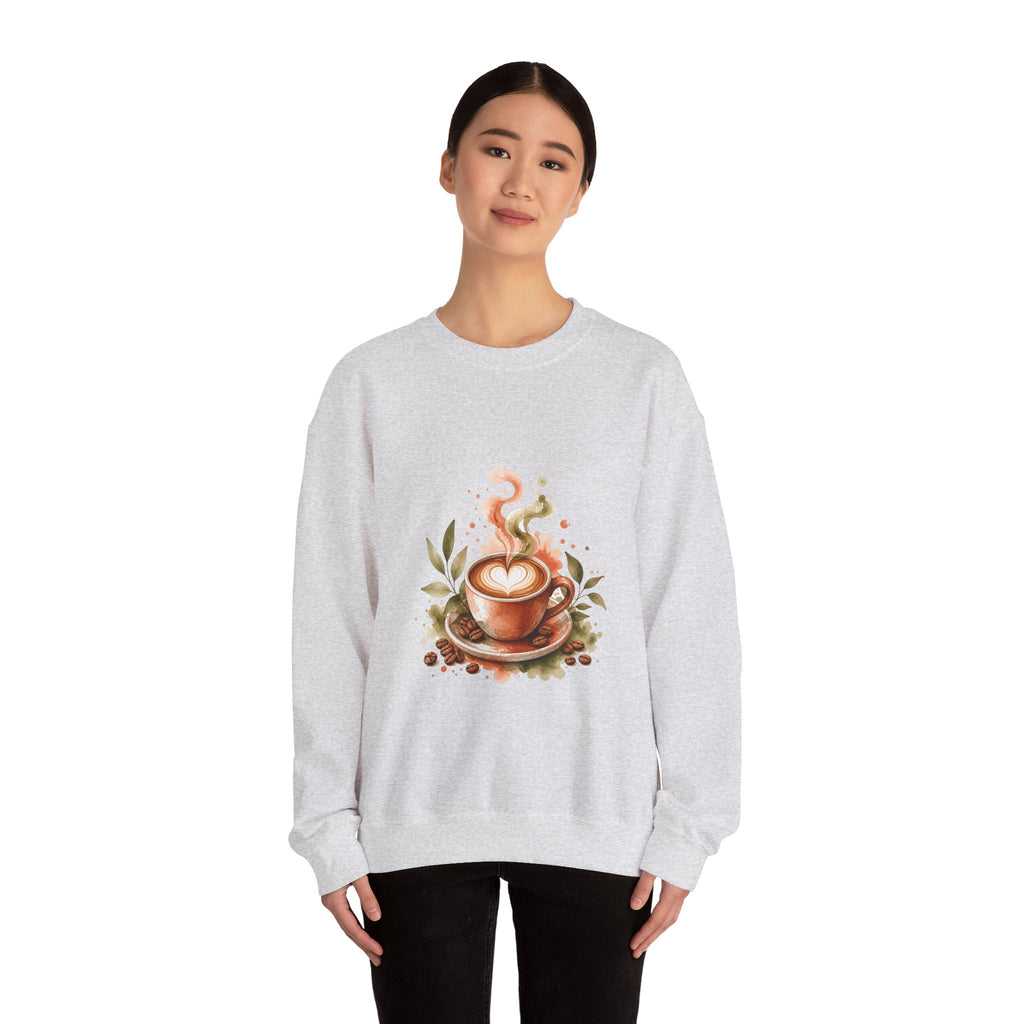 Matching Couple Sweatshirt - Coffee & Tea Matching Couple Crewneck Sweatshirt Watercolor Art His Hers Engagement Gift - Design A