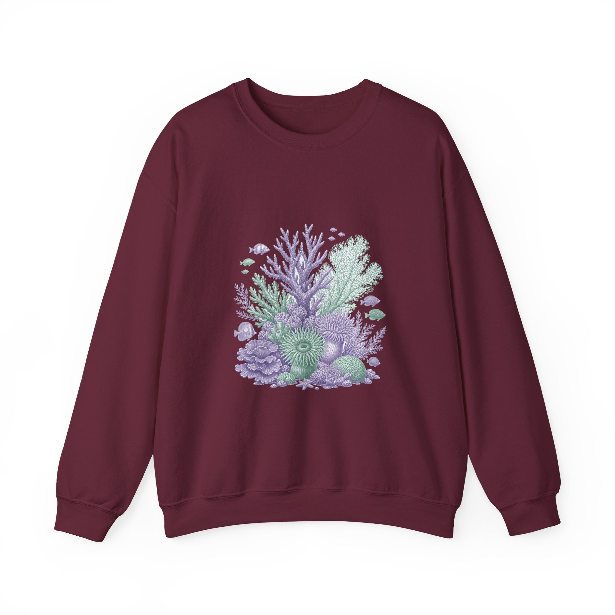 Matching Couple Sweatshirt - Coral Reef & Deep Sea Matching Couple Comfort Colors Crew Vintage Art His Hers Honeymoon Gift - Design A