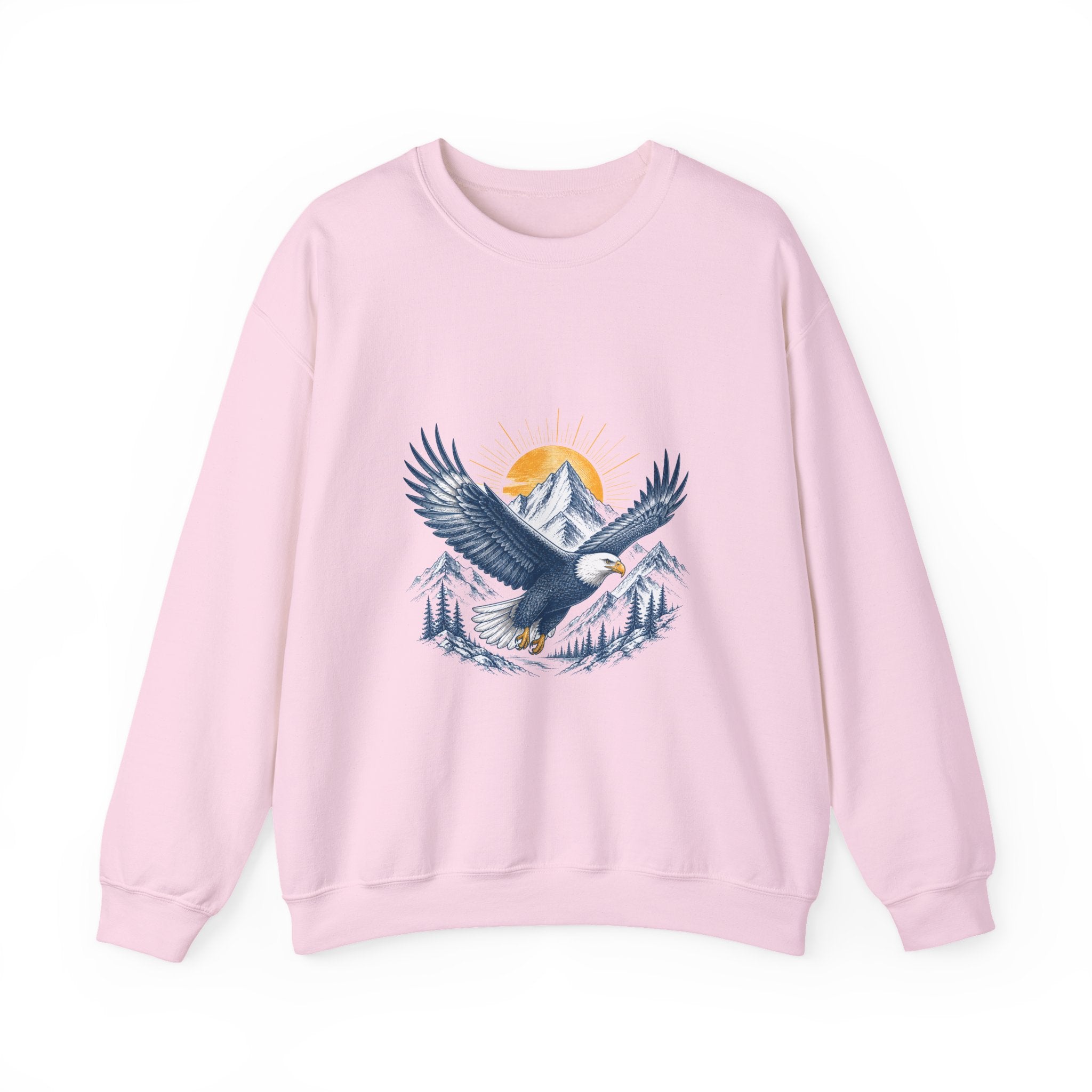 Matching Couple Sweatshirt - Eagle & Whale Matching Couple Premium Fleece Sweatshirt Hand-Drawn Art His Hers Anniversary Gift - Design A