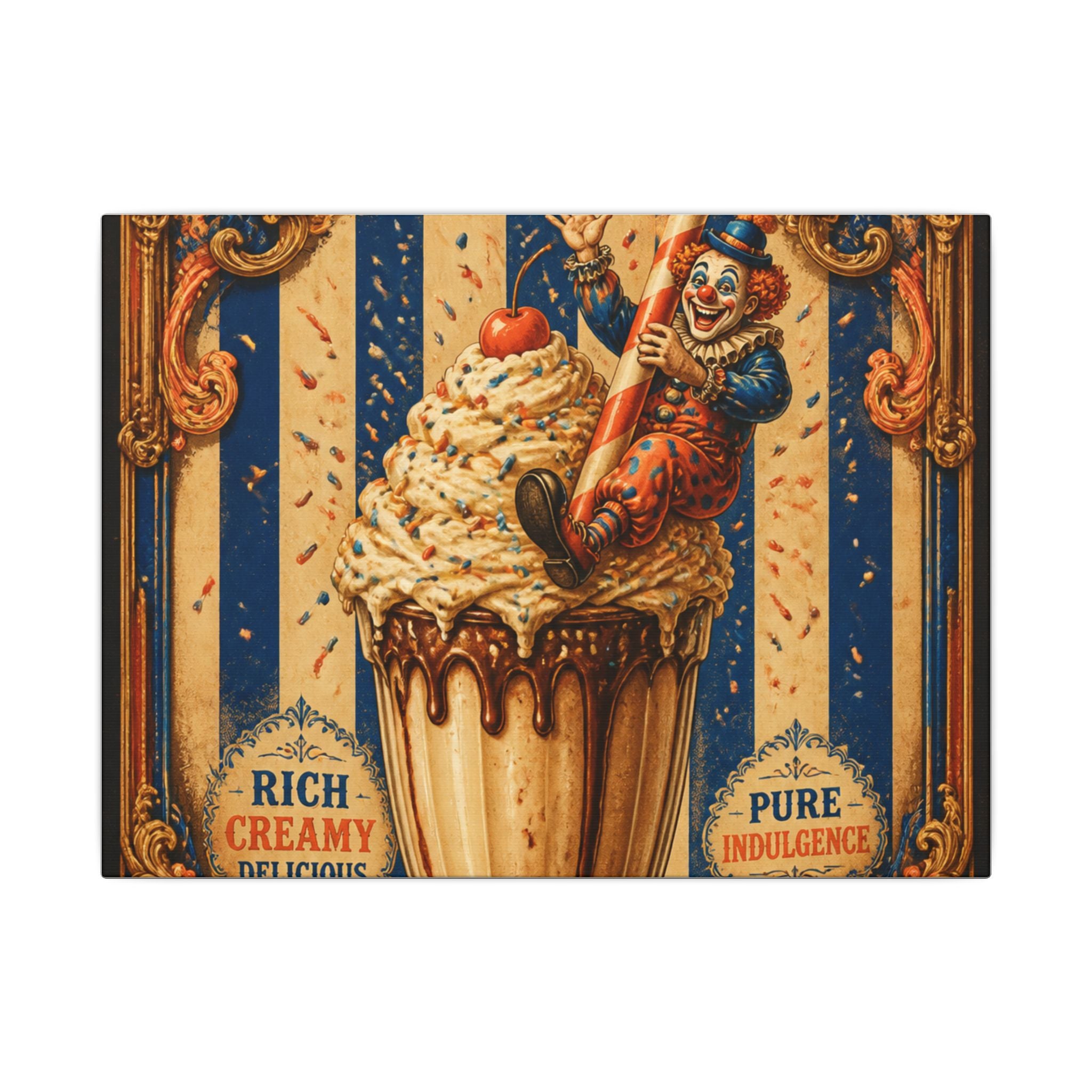 Milkshake Slide Clown Wall Art Canvas 16×20 Baroque Home Office Decor Maximalist Print