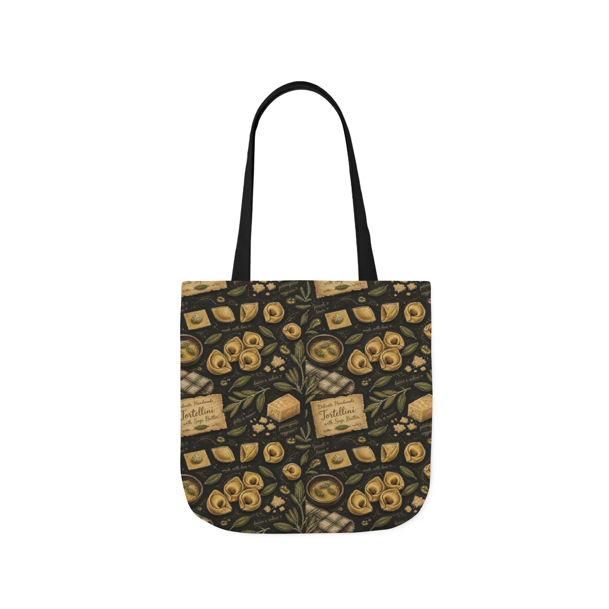 Tortellini with Sage Canvas Tote Bag Mediterranean Kitchen Chalk Art Design Italian Cottagecore Gift