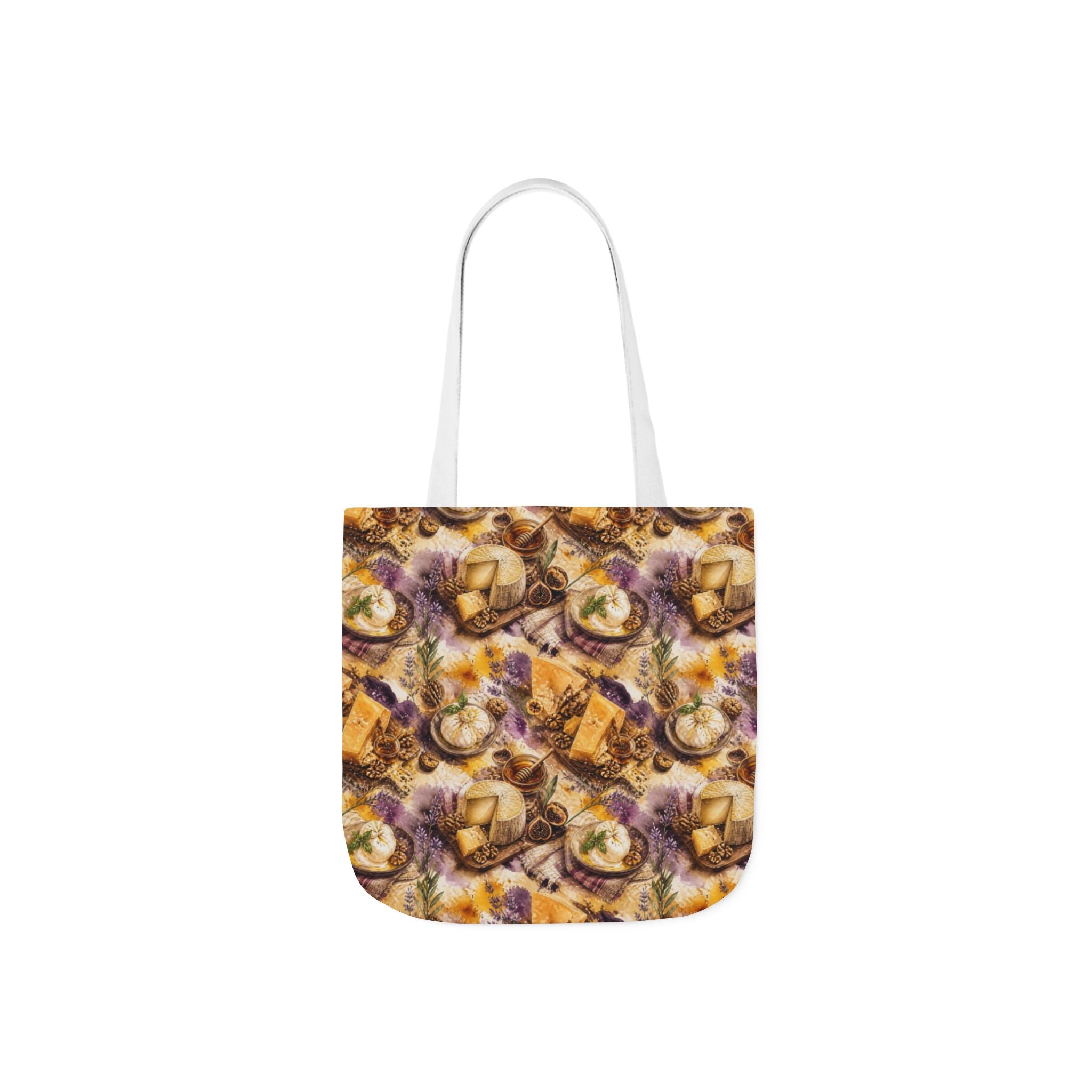 Italian Cheese Board Canvas Tote Bag Mediterranean Kitchen Watercolor Splash Design Italian Cottagecore Gift