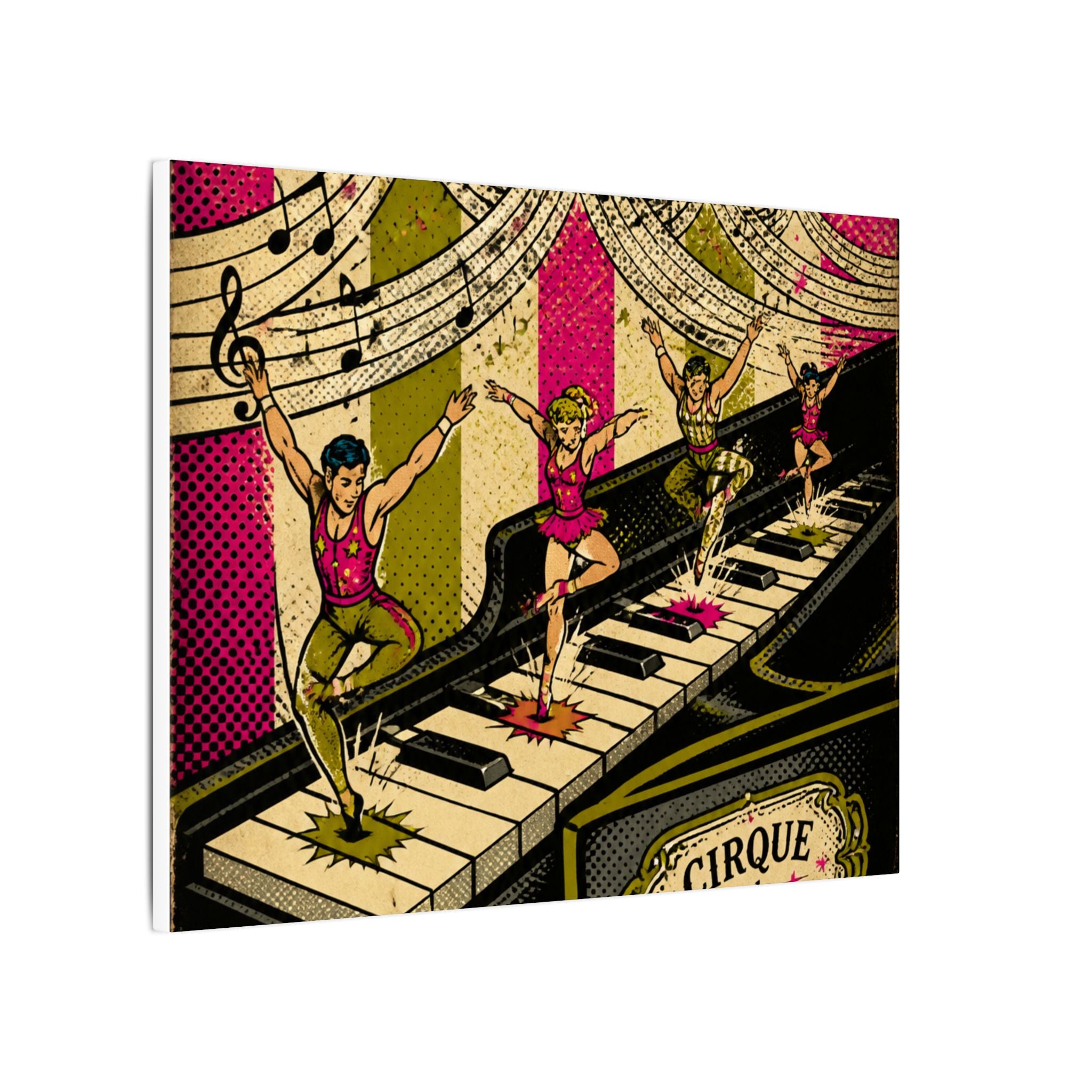 Grand Piano Acrobats Wall Art Canvas 16×20 Pop Art Living Room Decor Maximalist Print