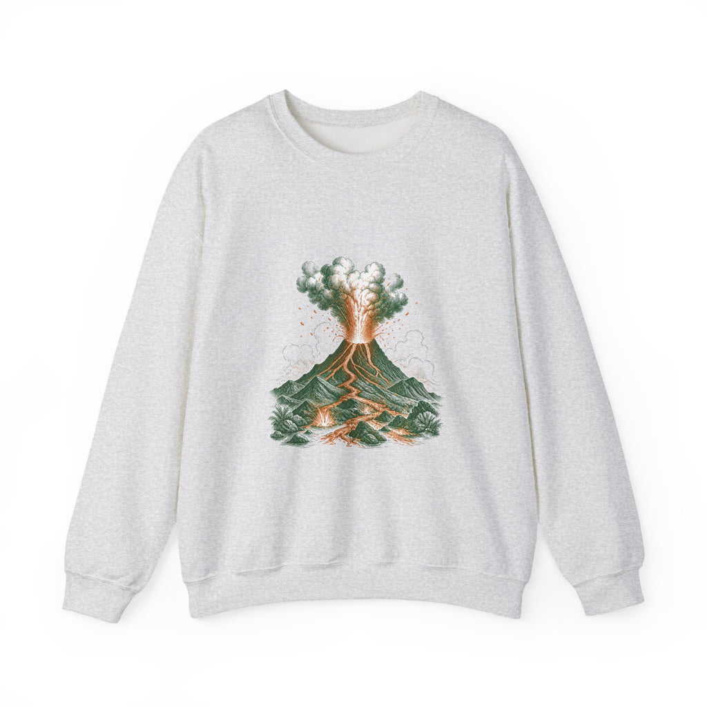 Matching Couple Sweatshirt - Volcano & Glacier Matching Couple Crewneck Sweatshirt Vintage Art His Hers Wedding Gift - Design A