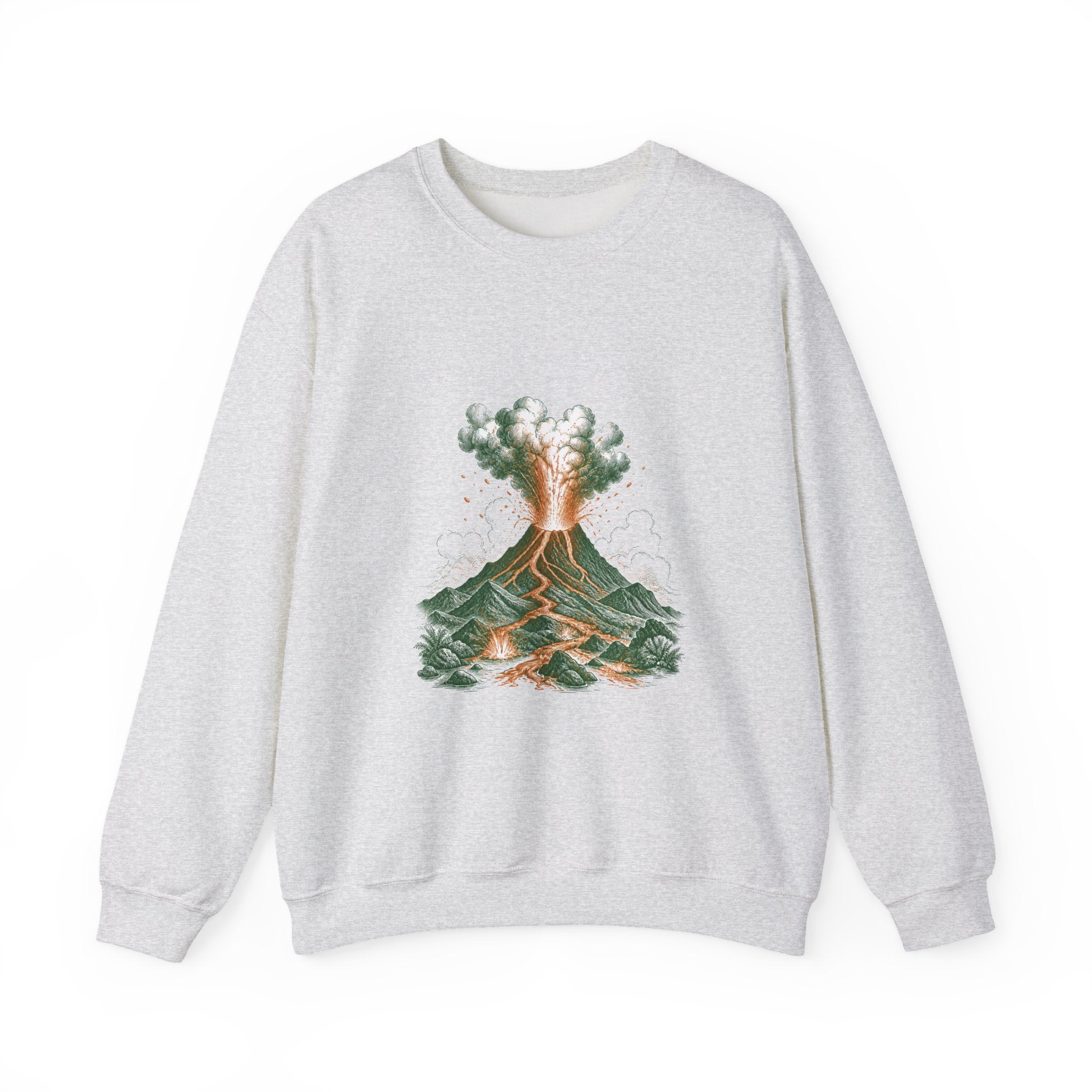 Matching Couple Sweatshirt - Volcano & Glacier Matching Couple Crewneck Sweatshirt Vintage Art His Hers Wedding Gift - Design A