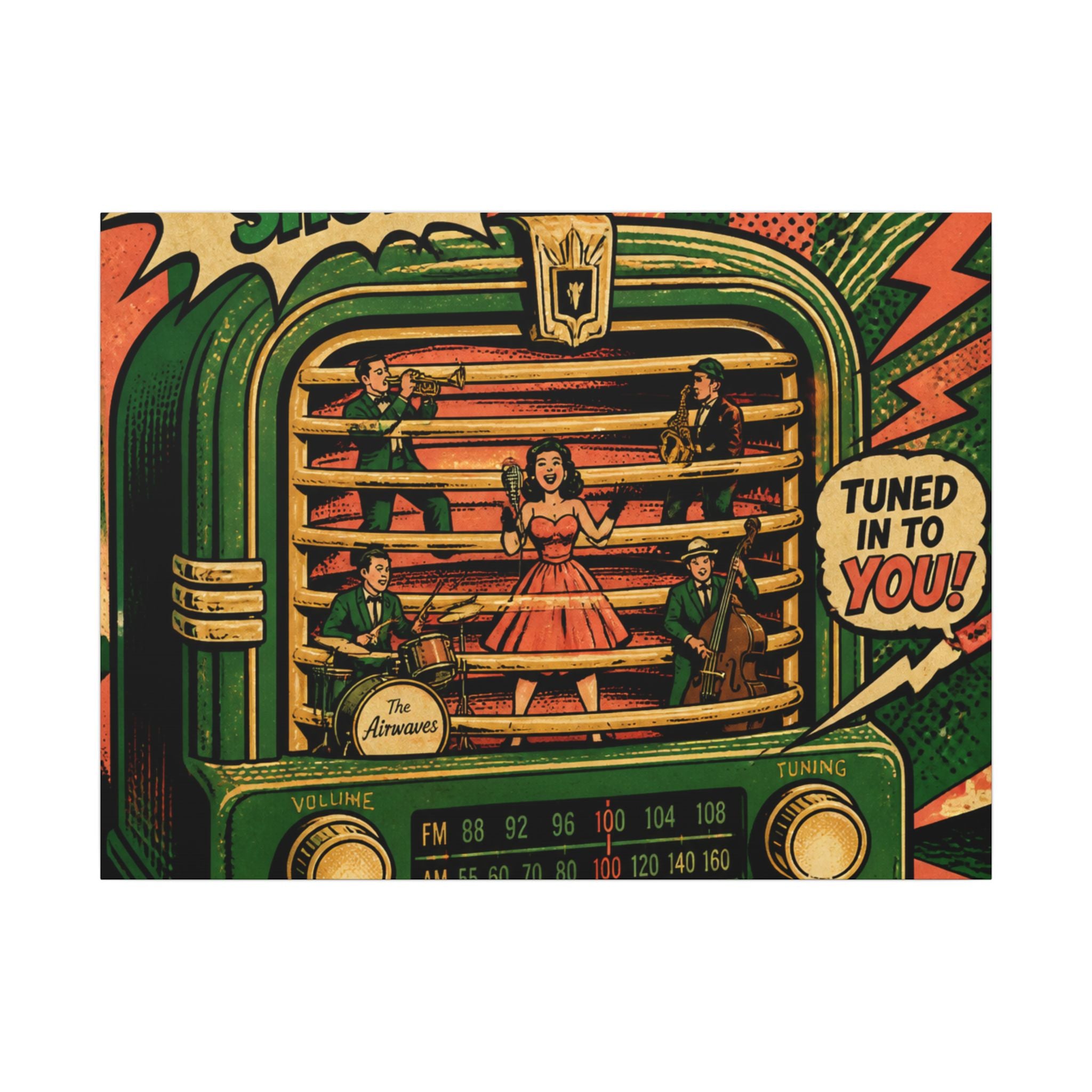 Vintage Radio Stage Wall Art Canvas 24×36 Pop Art Restaurant Decor Maximalist Print