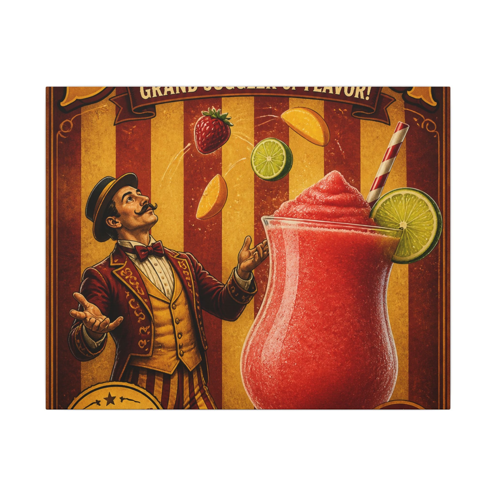 Daiquiri Fruit Juggler Wall Art Canvas 24×36 Vintage Circus Bedroom Decor Maximalist Print