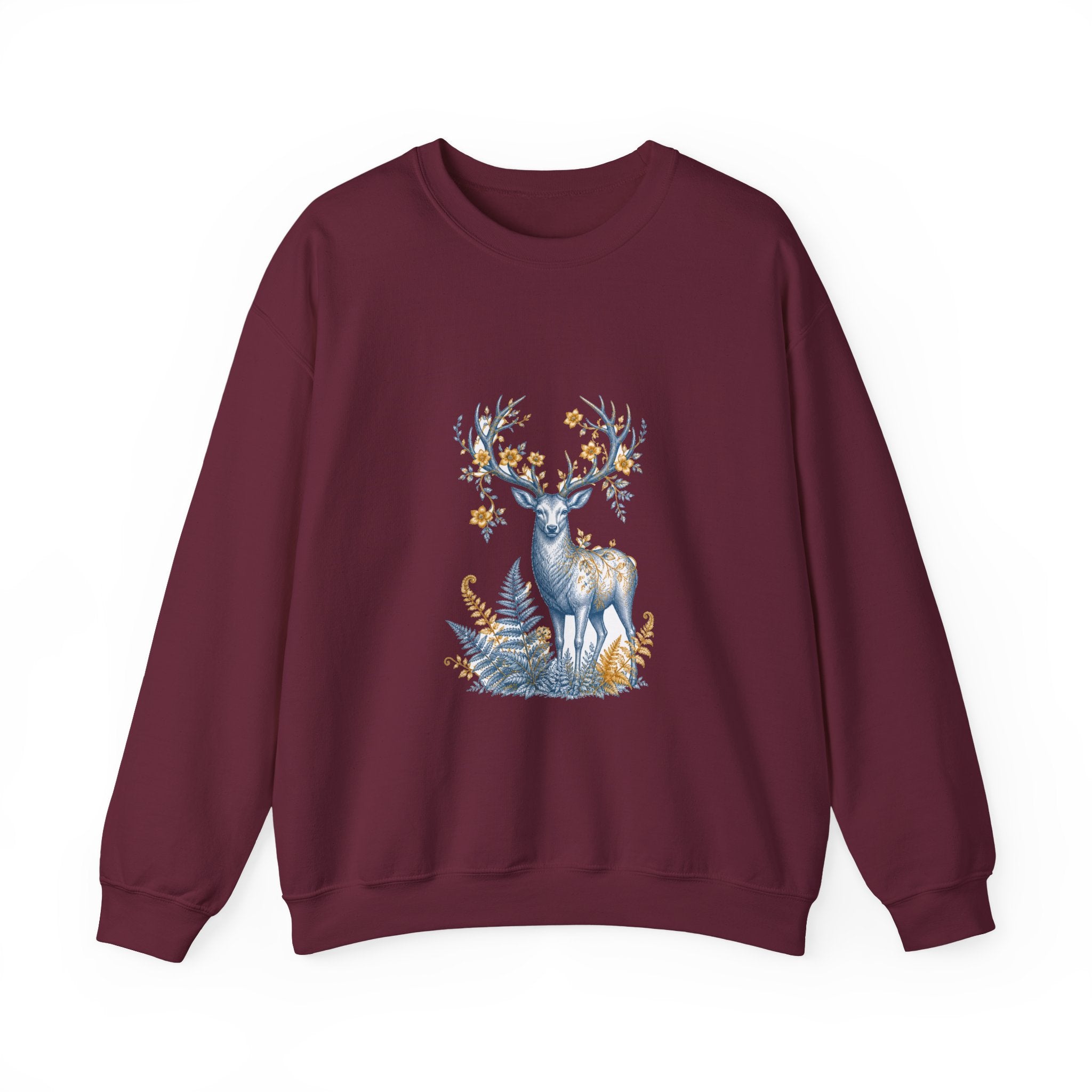 Matching Couple Sweatshirt - Bear & Deer Matching Couple Crewneck Sweatshirt Vintage Art His Hers Wedding Gift - Design B