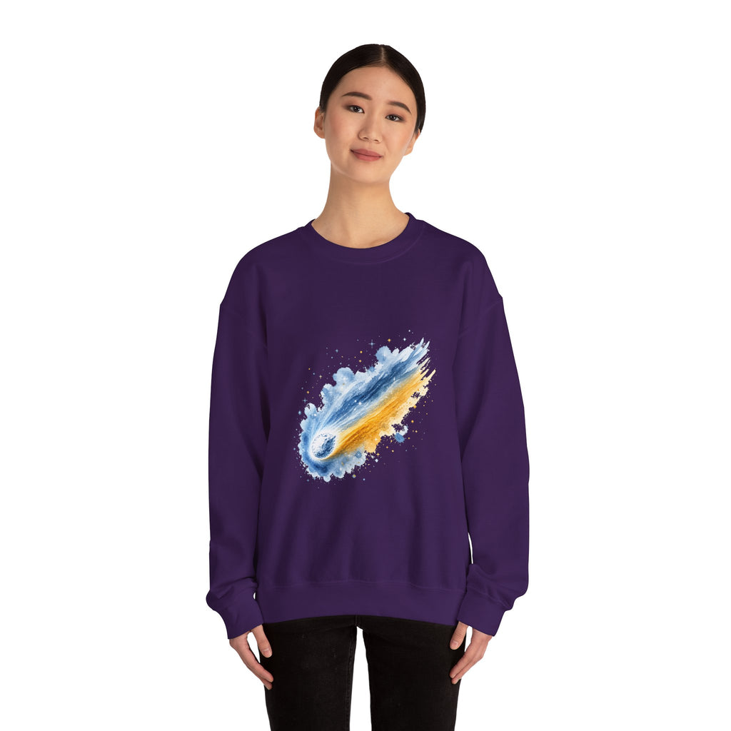 Matching Couple Sweatshirt - Comet & Asteroid Matching Couple Crewneck Sweatshirt Watercolor Art His Hers Engagement Gift - Design A