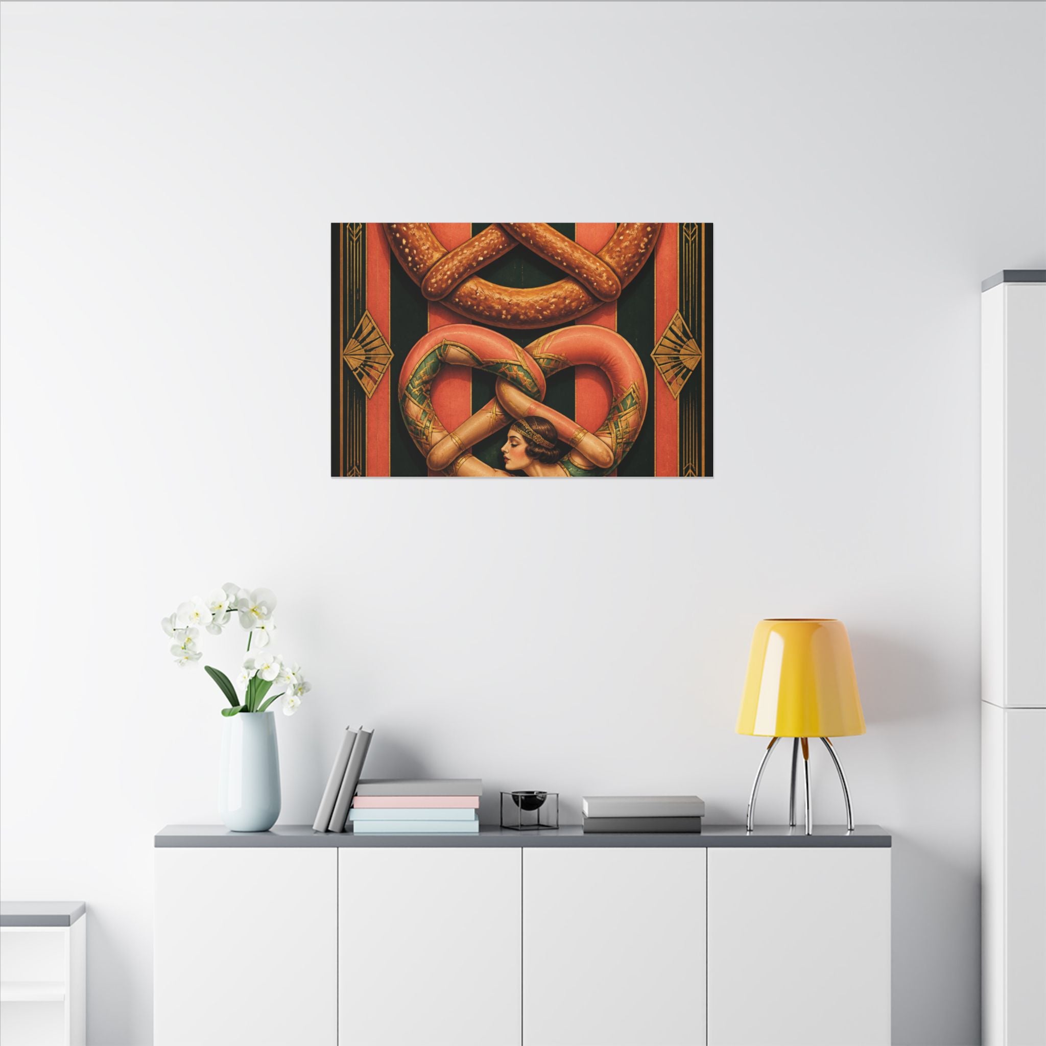 Pretzel Contortionist Wall Art Canvas 24×36 Art Deco Bar Area Decor Maximalist Print