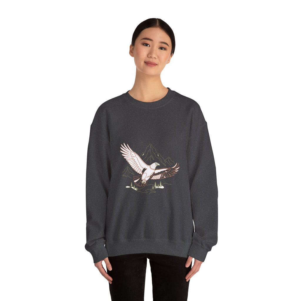 Matching Couple Sweatshirt - Eagle & Whale Matching Couple Premium Fleece Sweatshirt Minimalist Art His Hers Christmas Gift - Design A